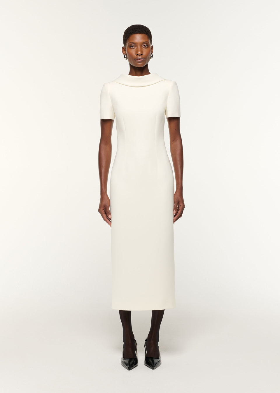 knee length dresses for ladies Fishtail Hem Midi Dress in Black – Roland Mouret