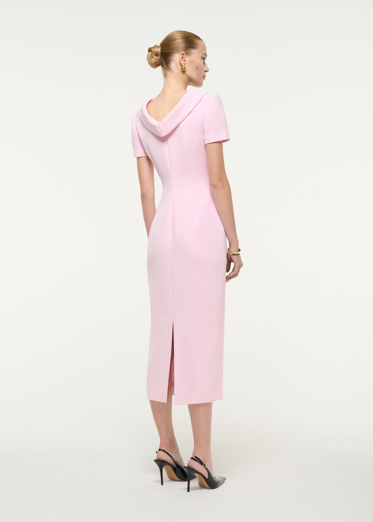 Collared Crepe Column Midi Dress