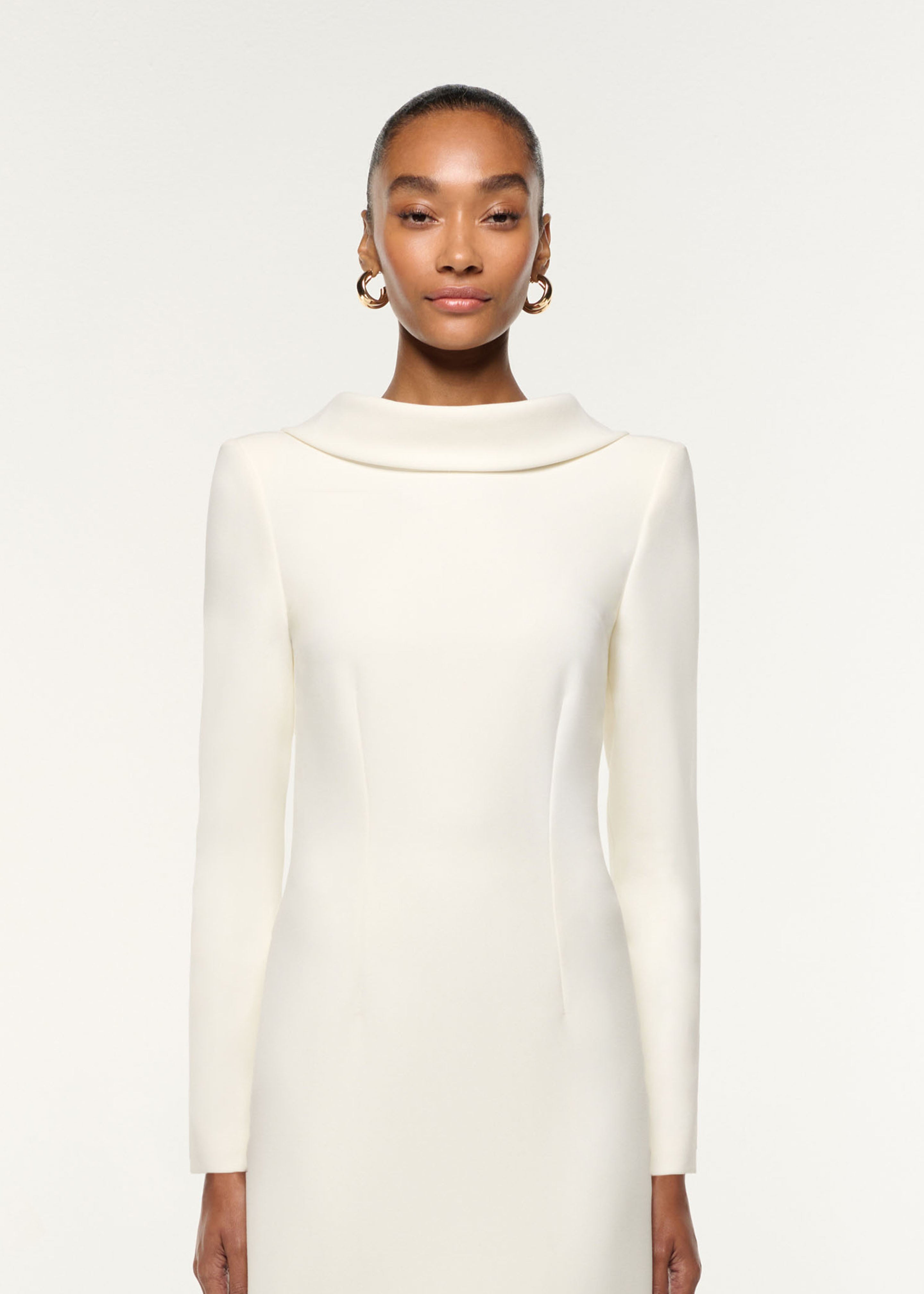 Collared Crepe Mini Dress Cream – Roland Mouret