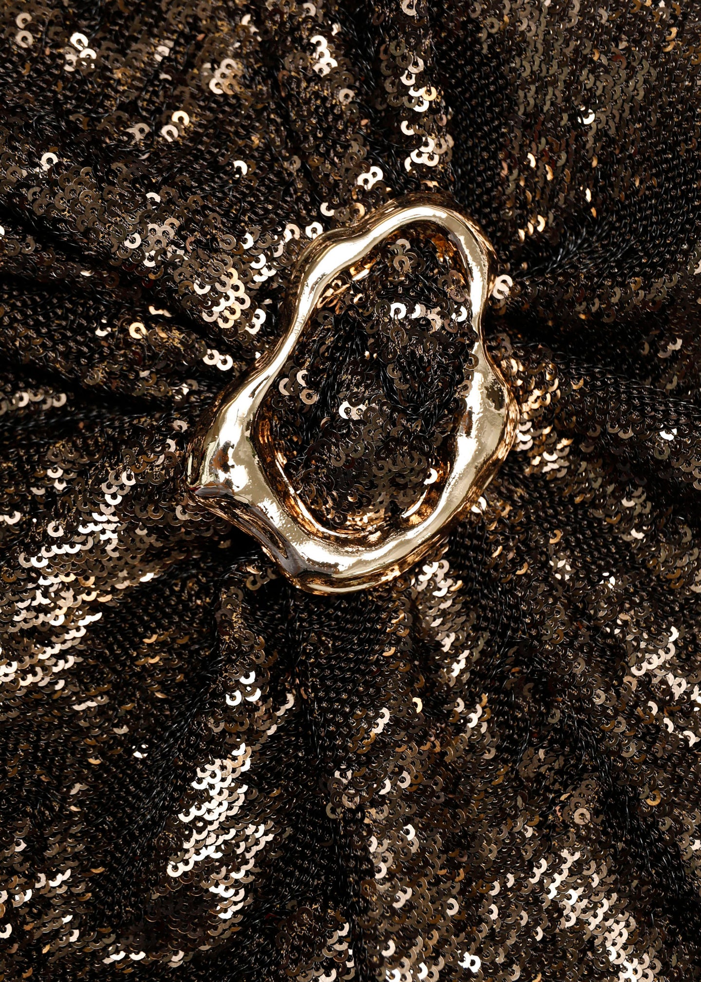 Strapless Sequin Buckle Gown