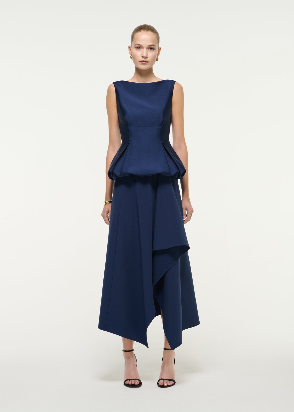 Asymmetric Hem Taffeta Maxi Dress