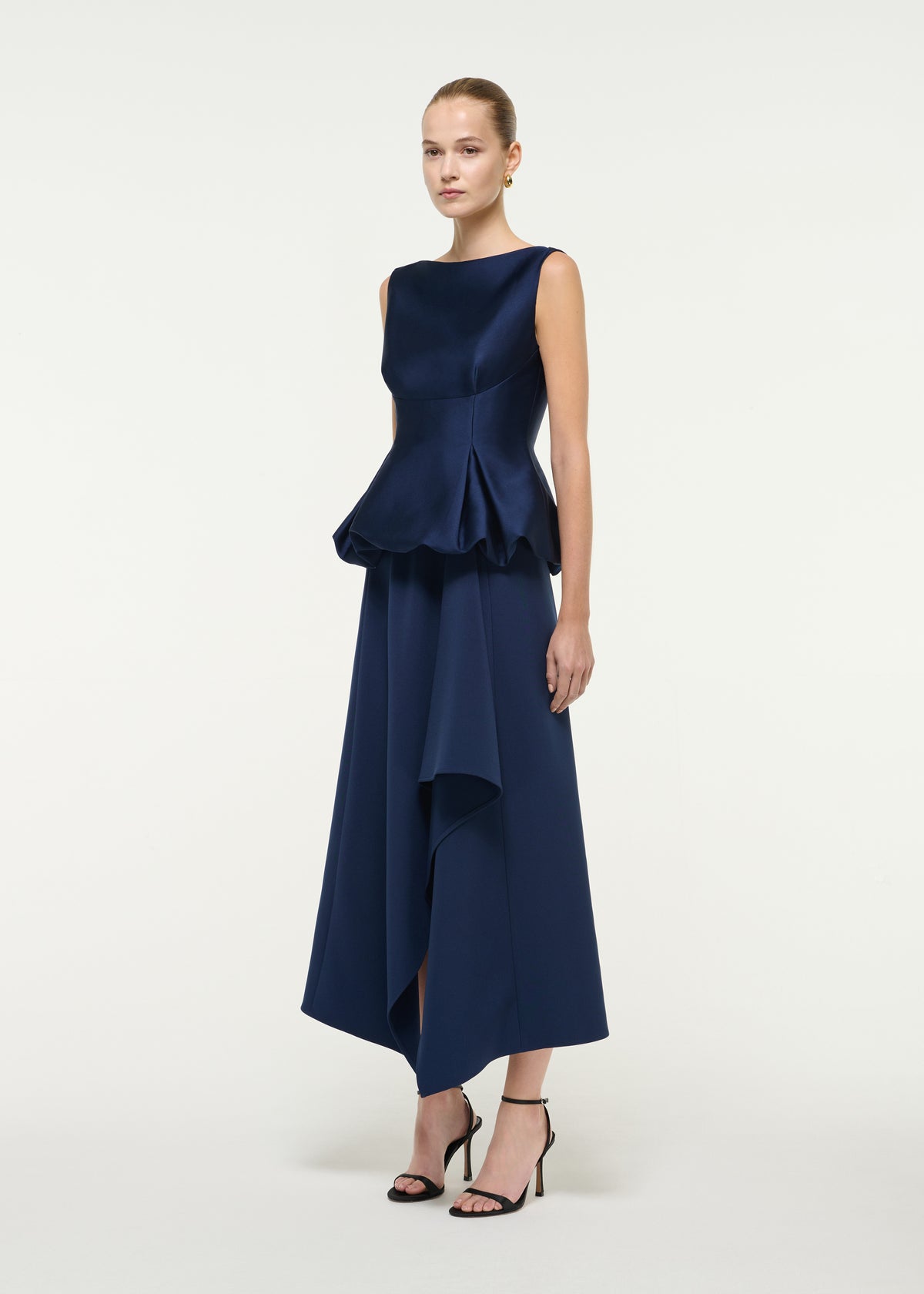 Asymmetric Hem Taffeta Maxi Dress