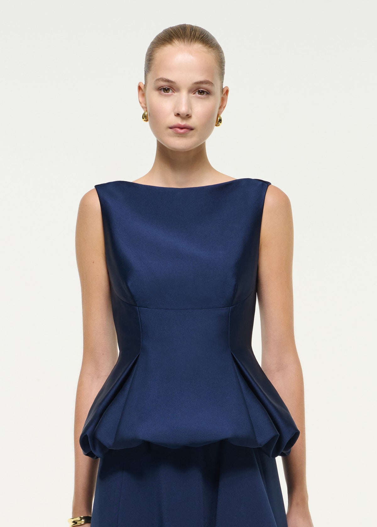 Asymmetric Hem Taffeta Maxi Dress