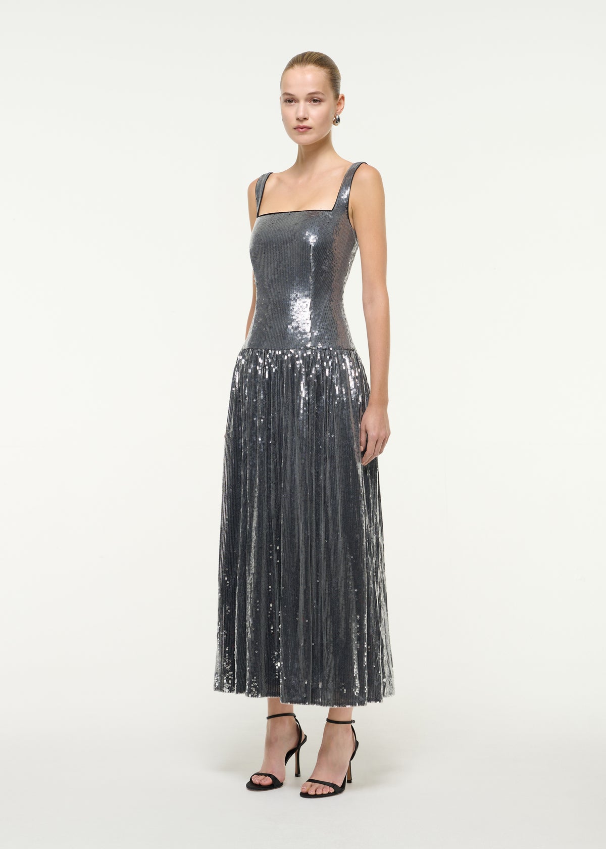 Gathered Sequin Maxi Dress