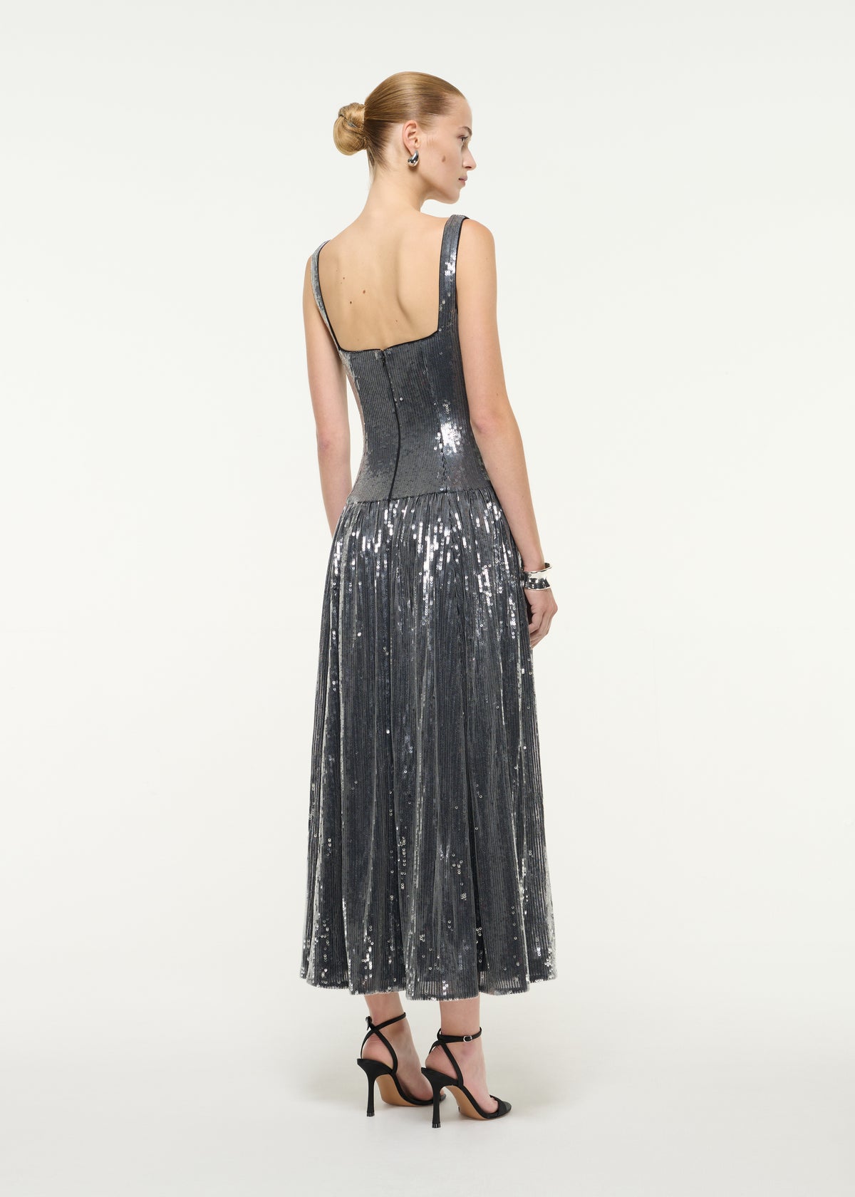 Gathered Sequin Maxi Dress