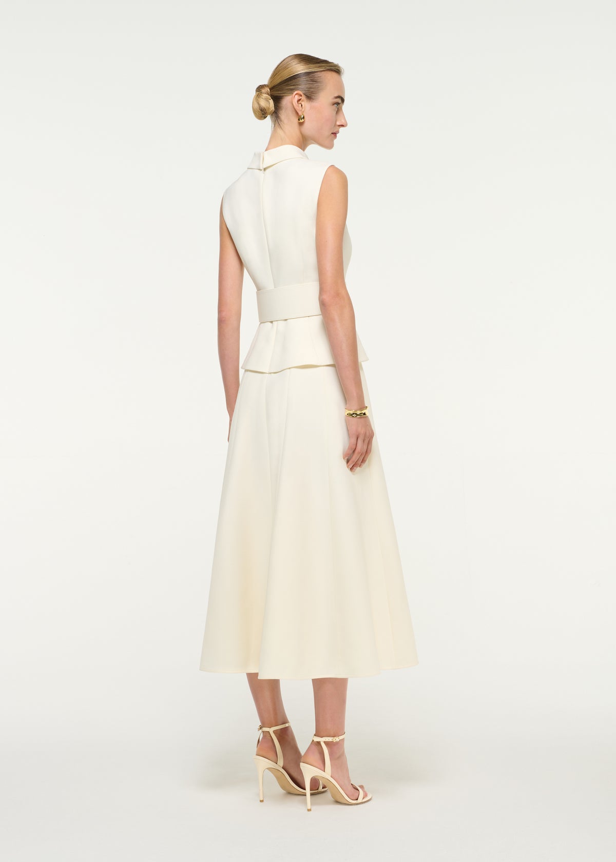 Wool Silk Belted Midi Dress