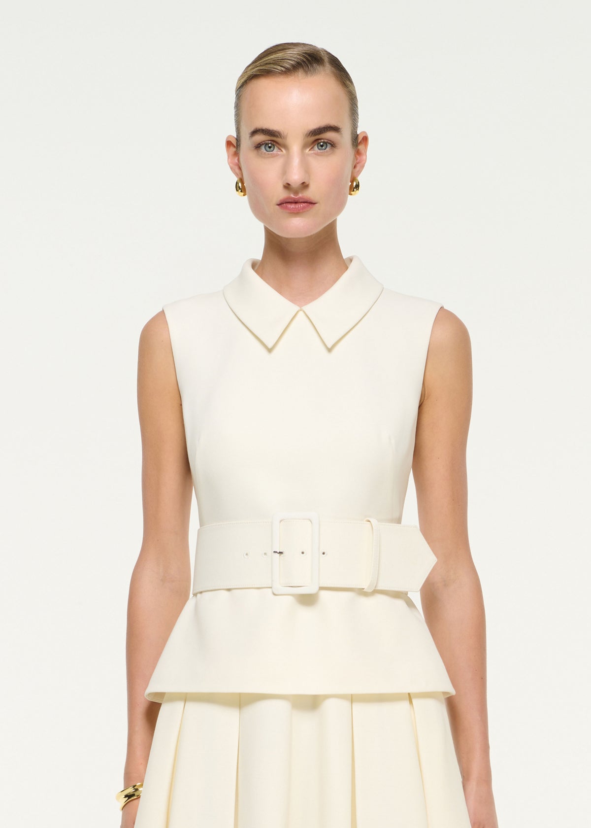 Wool Silk Belted Midi Dress