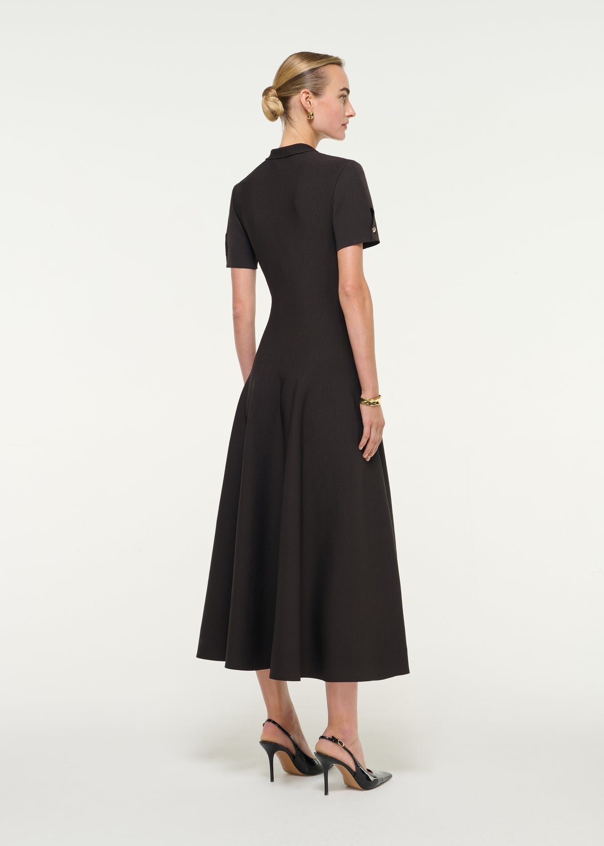 Tie Neck Flat Knit Midi Dress