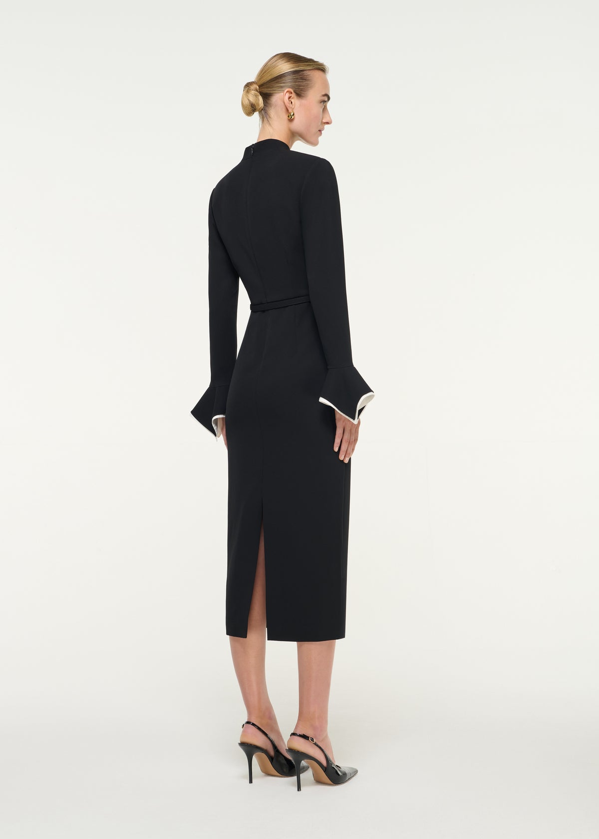 Light Cady Belted Black Midi Dress