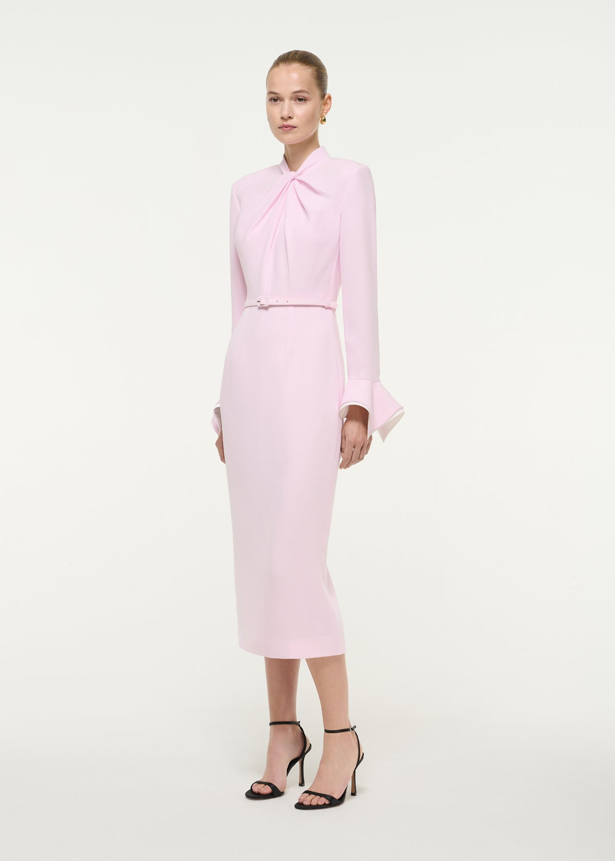 Light Cady Belted Pink Midi Dress