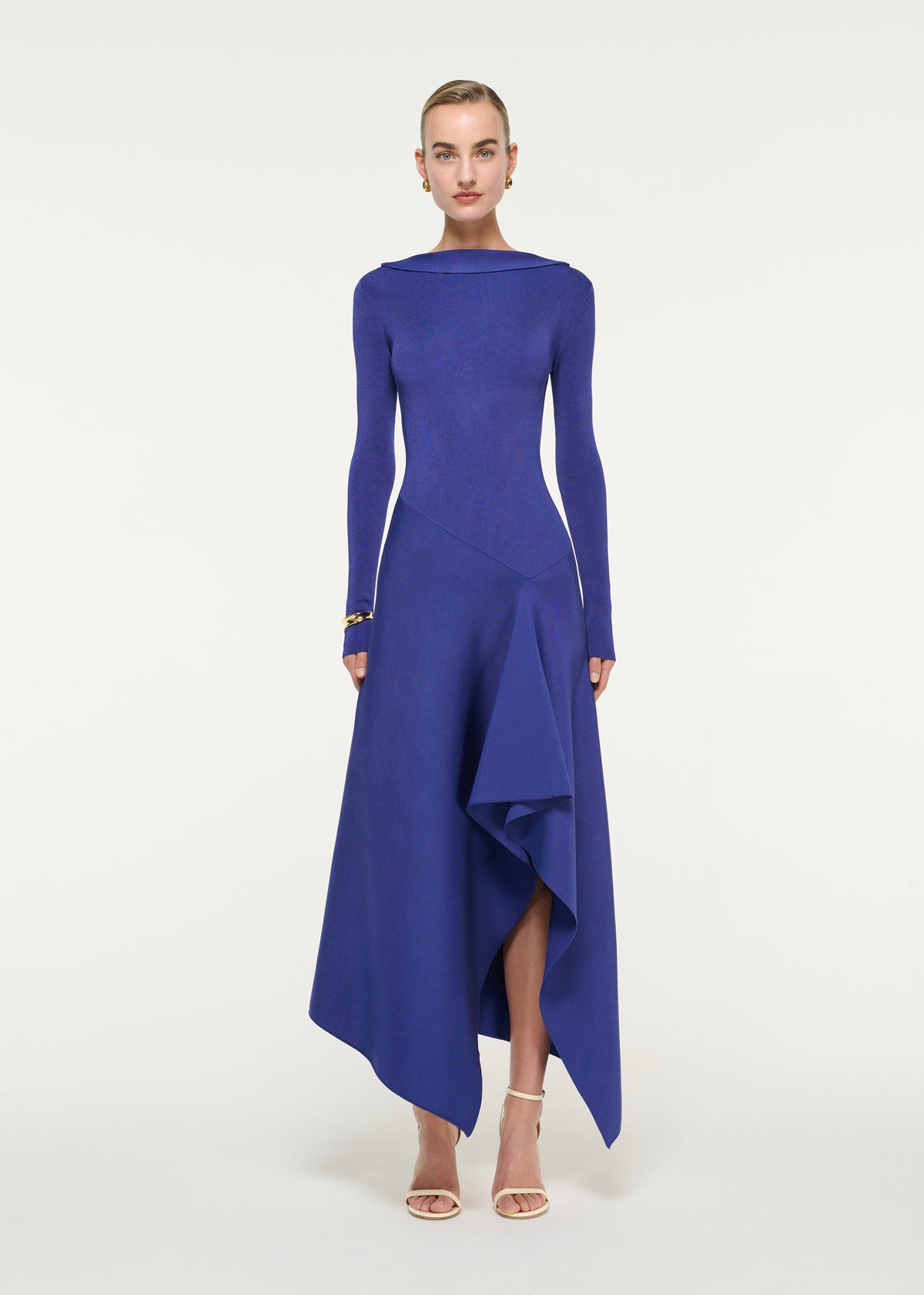 Asymmetric Hem Knit Maxi Dress