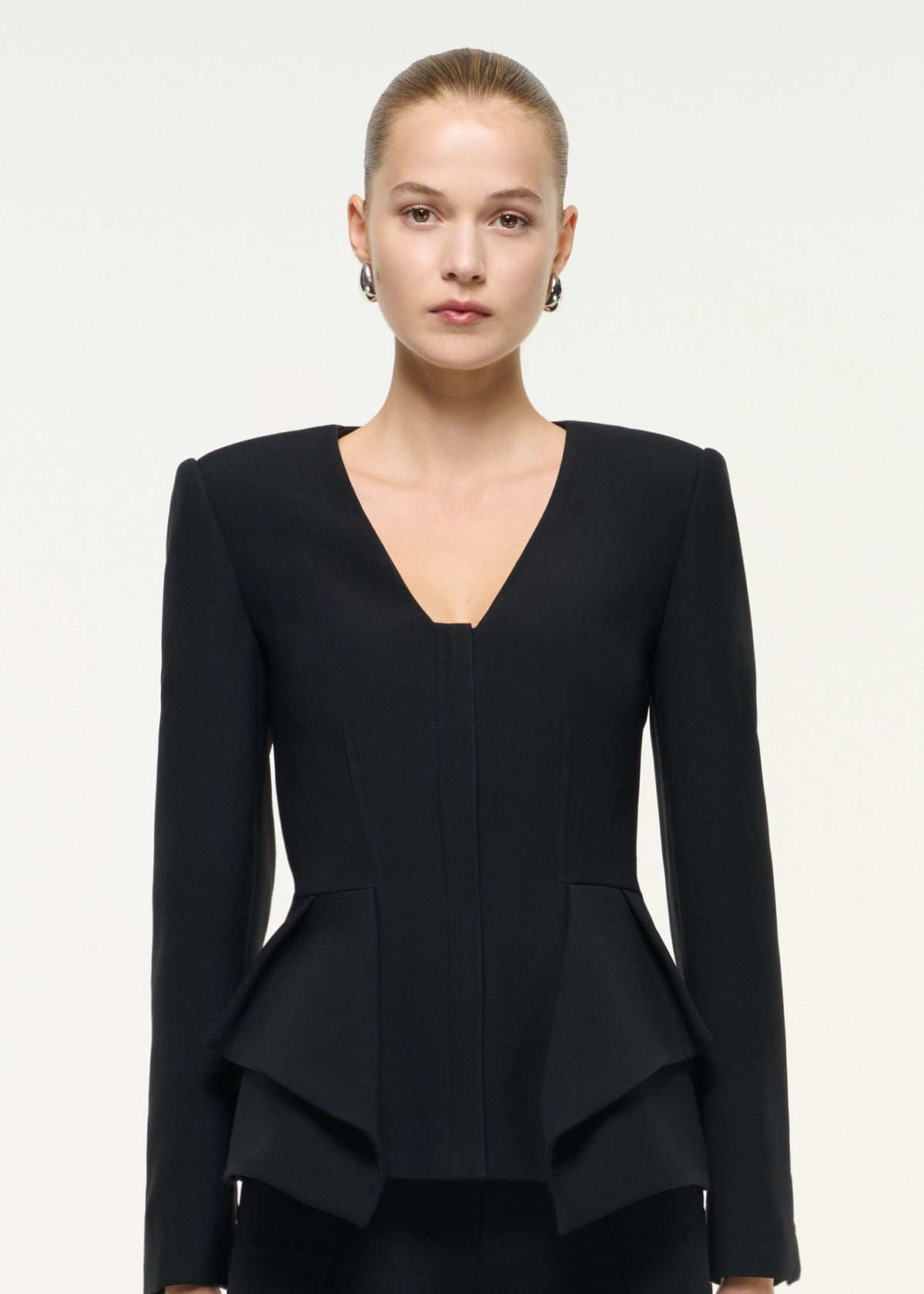 Wool Silk Peplum Hem Jacket