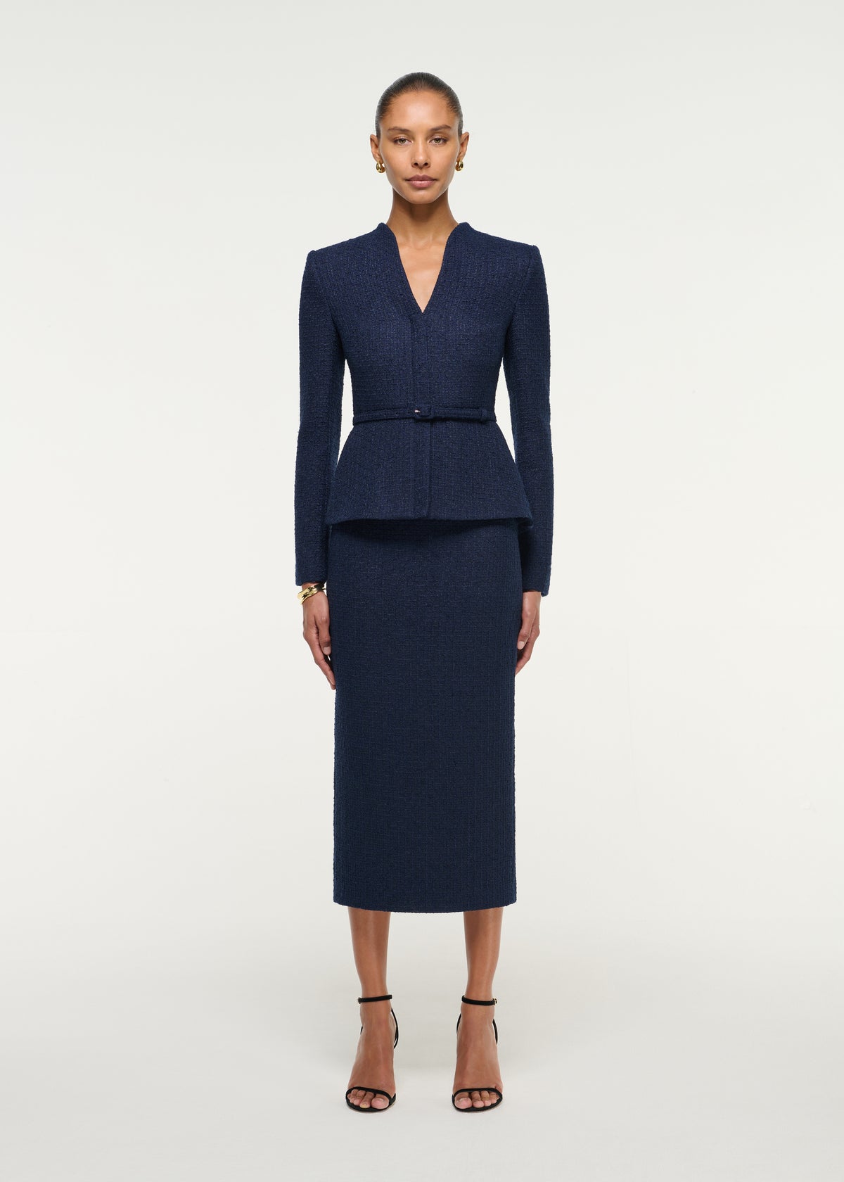 Boucle Jacket With Waist Belt