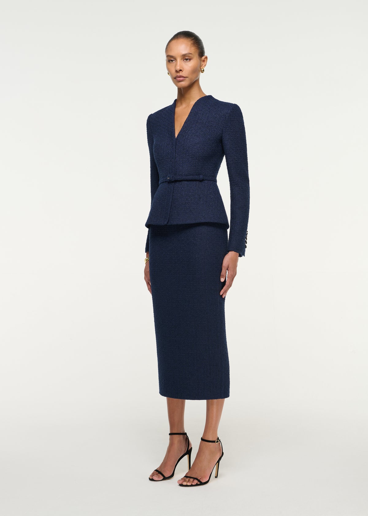 Boucle Jacket With Waist Belt