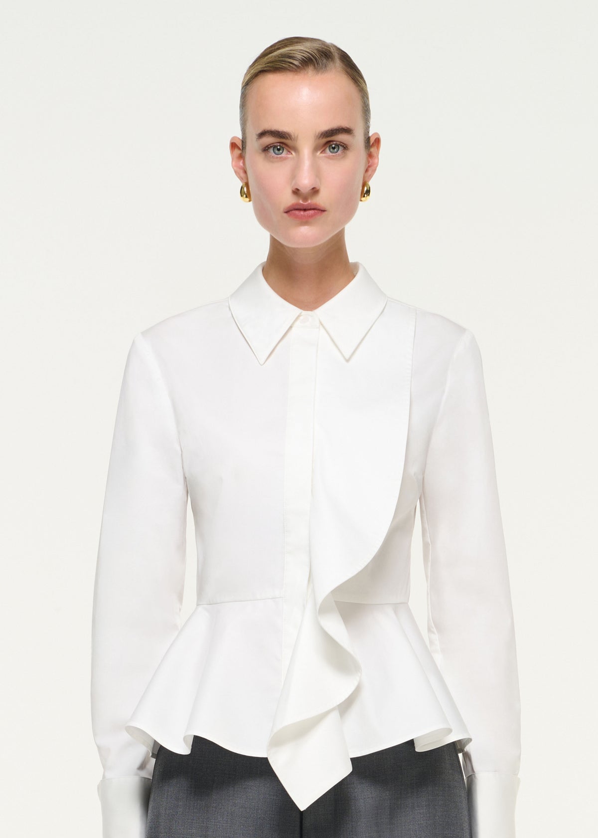 Cotton Poplin Peplum Shirt