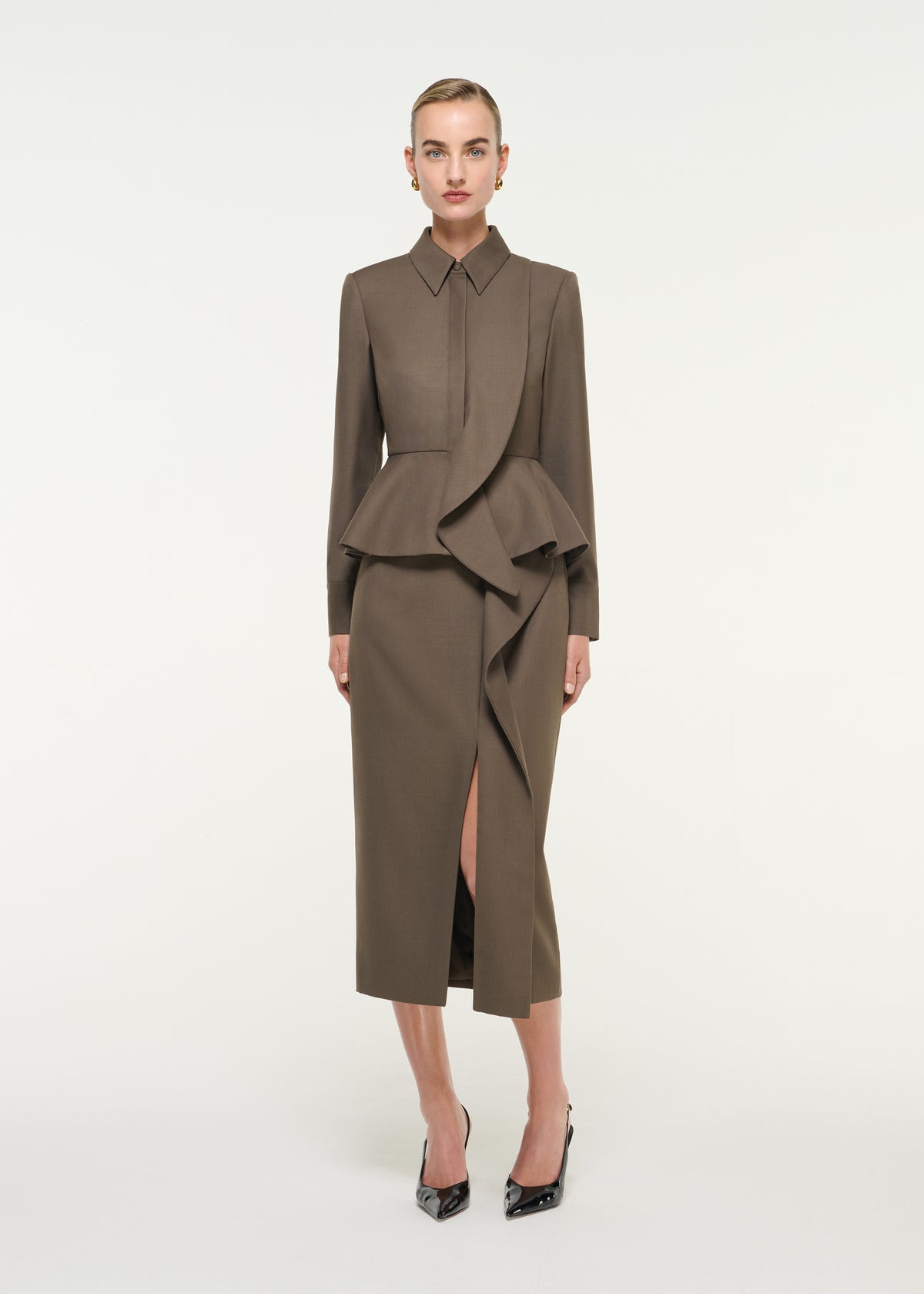 Tailored Peplum Midi Dress