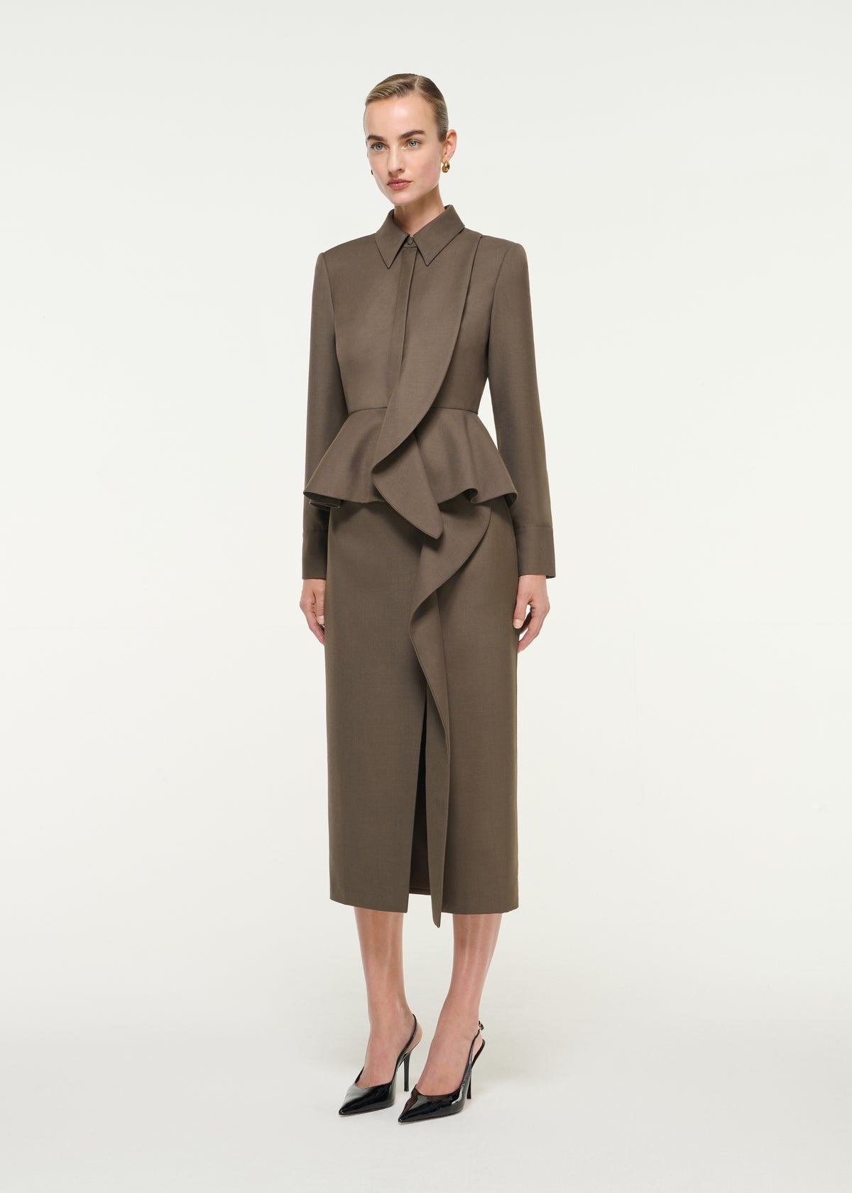 Tailored Peplum Midi Dress