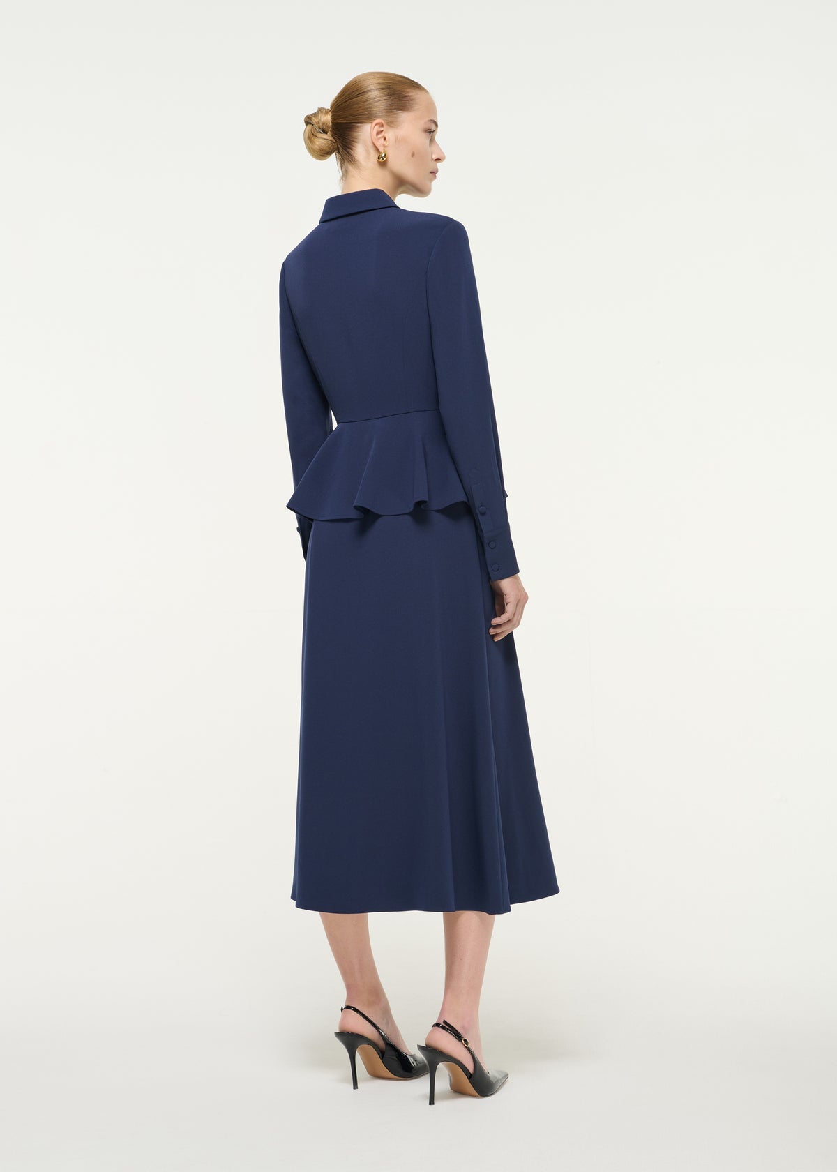 Long Sleeve Satin Crepe Midi Dress
