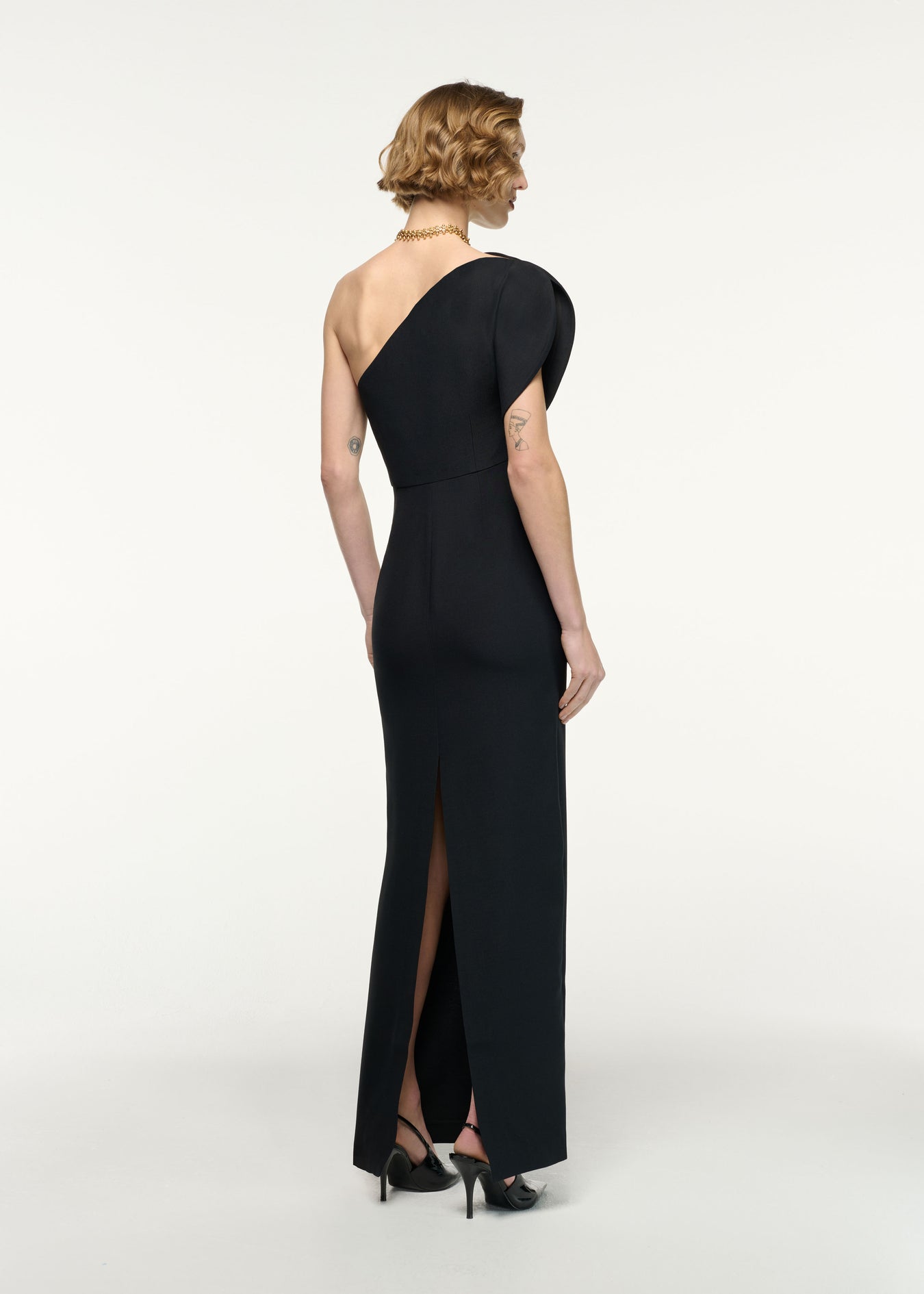 Asymmetric Silk Wool Maxi Dress