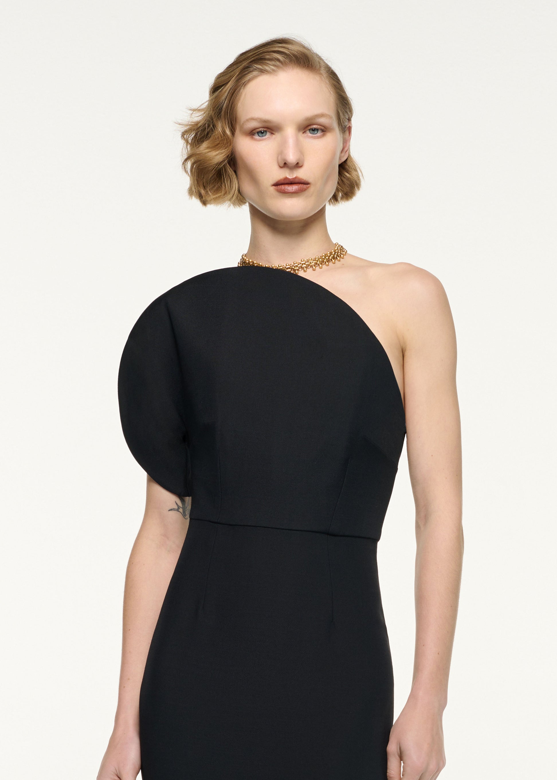 Asymmetric Silk Wool Maxi Dress