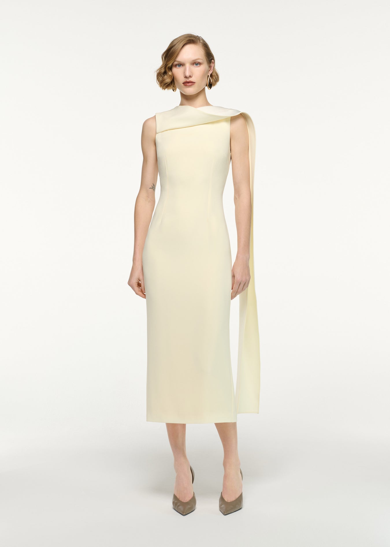 Satin Crepe Sash Midi Dress