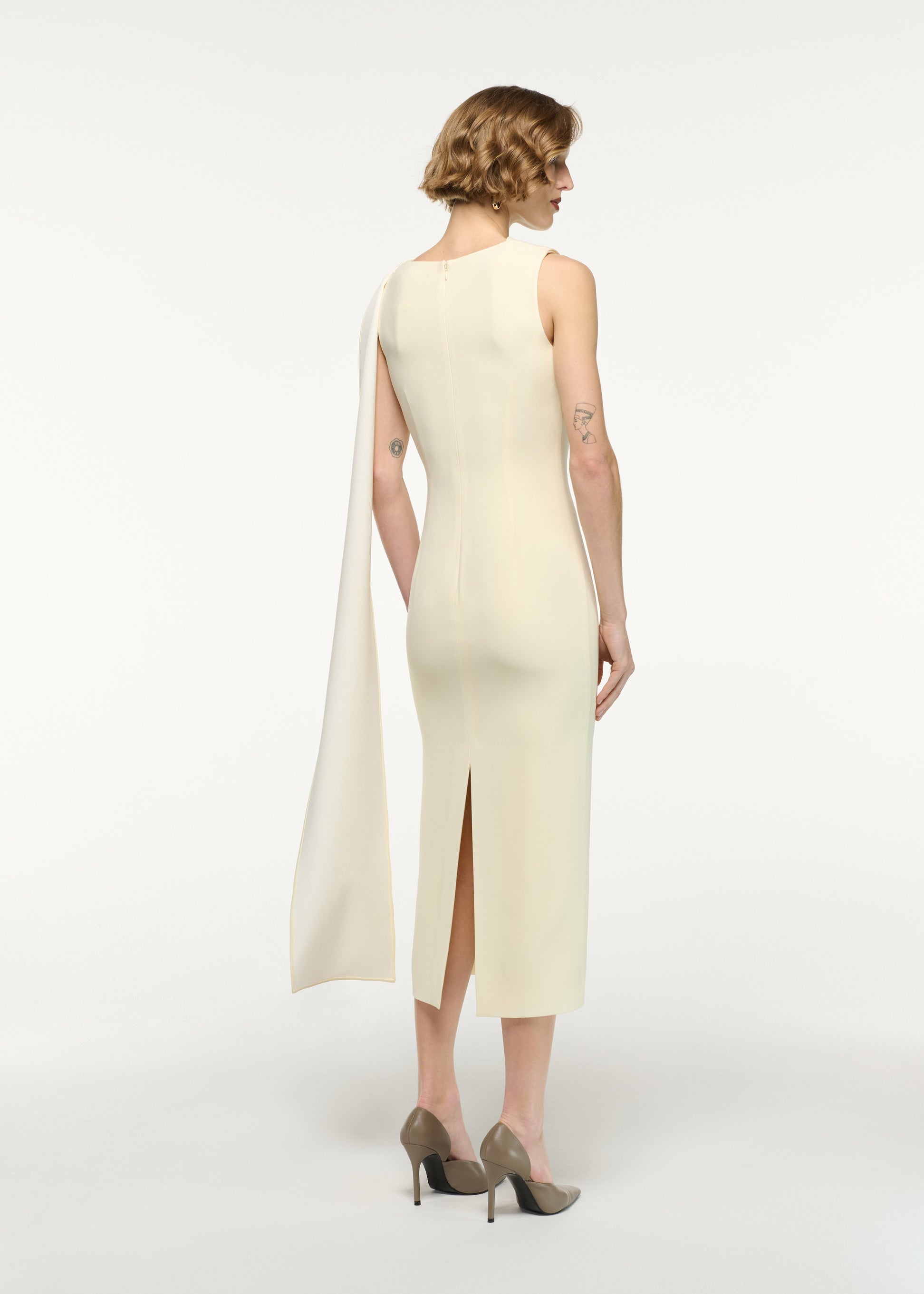 Satin Crepe Sash Midi Dress