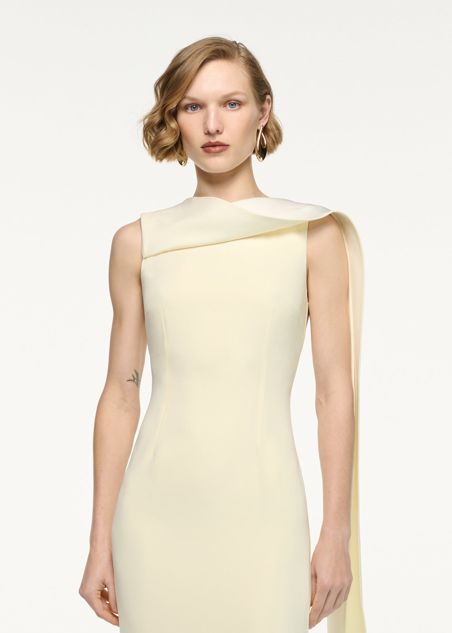 Satin Crepe Sash Midi Dress