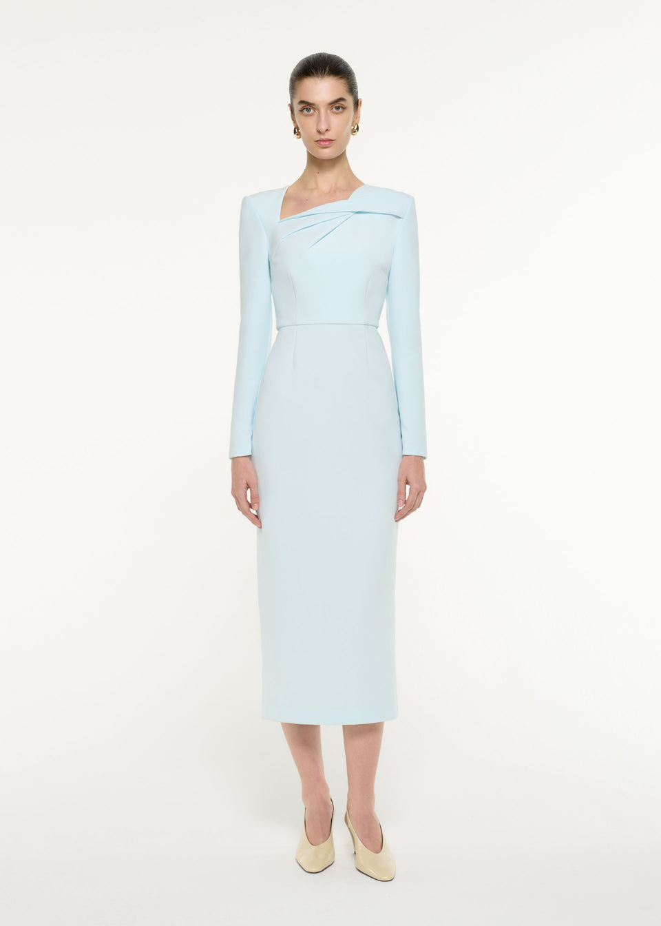 roland mouret wool crêpe midi dress Long Sleeve Wool Crepe Midi Dress in Navy – Roland Mouret