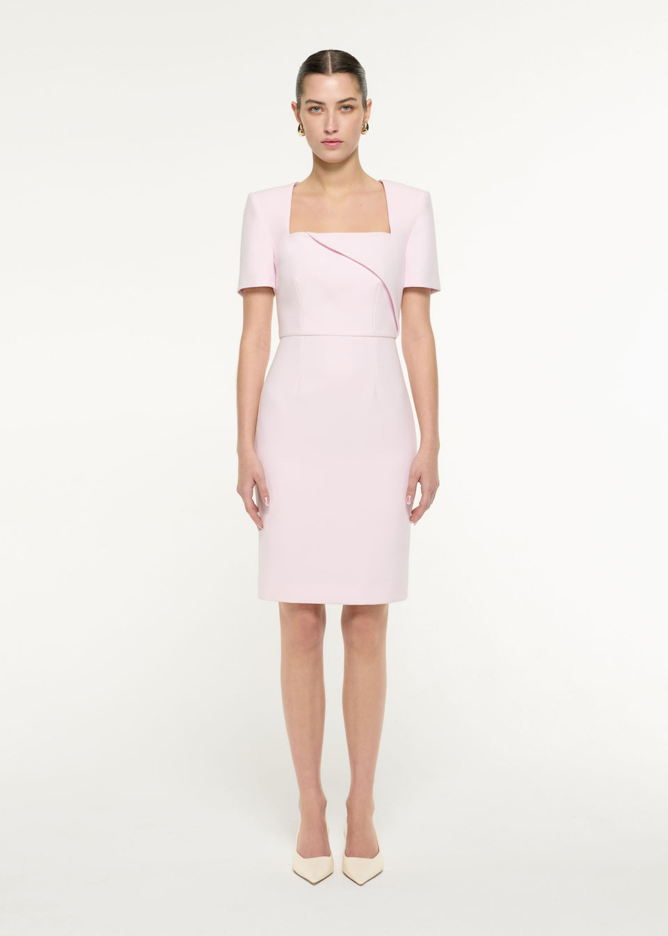 Asymmetrical Neckline Crepe Midi Dress Navy  Roland Mouret