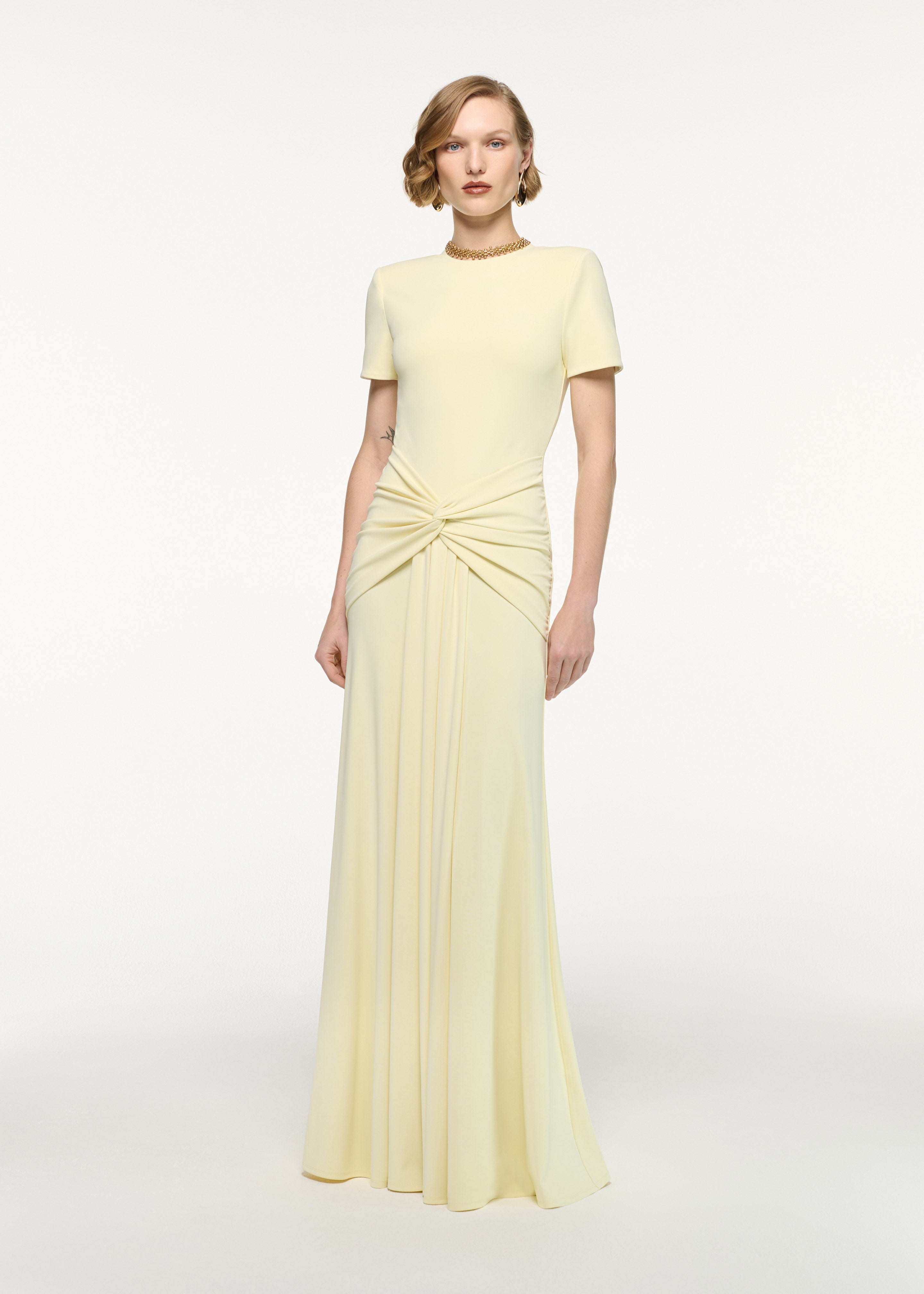 Waterfall Twist Drape Jersey Dress Yellow – Roland Mouret