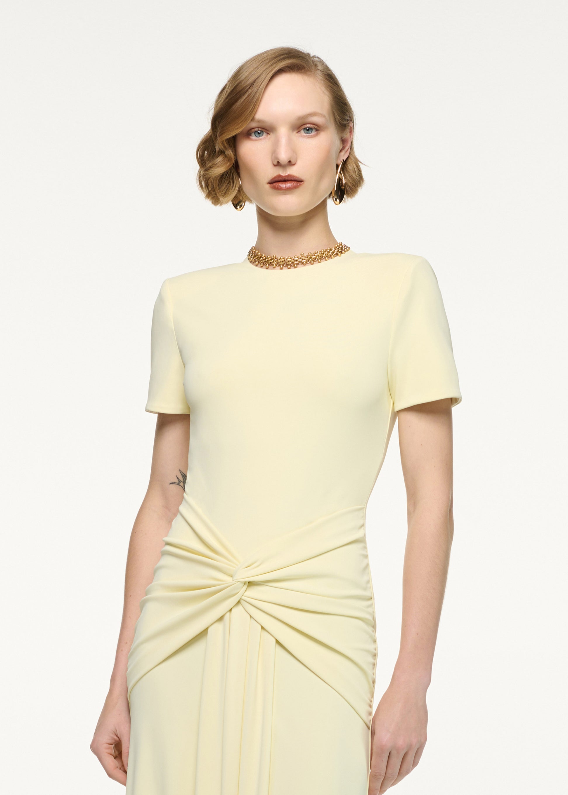 Waterfall Twist Drape Jersey Dress