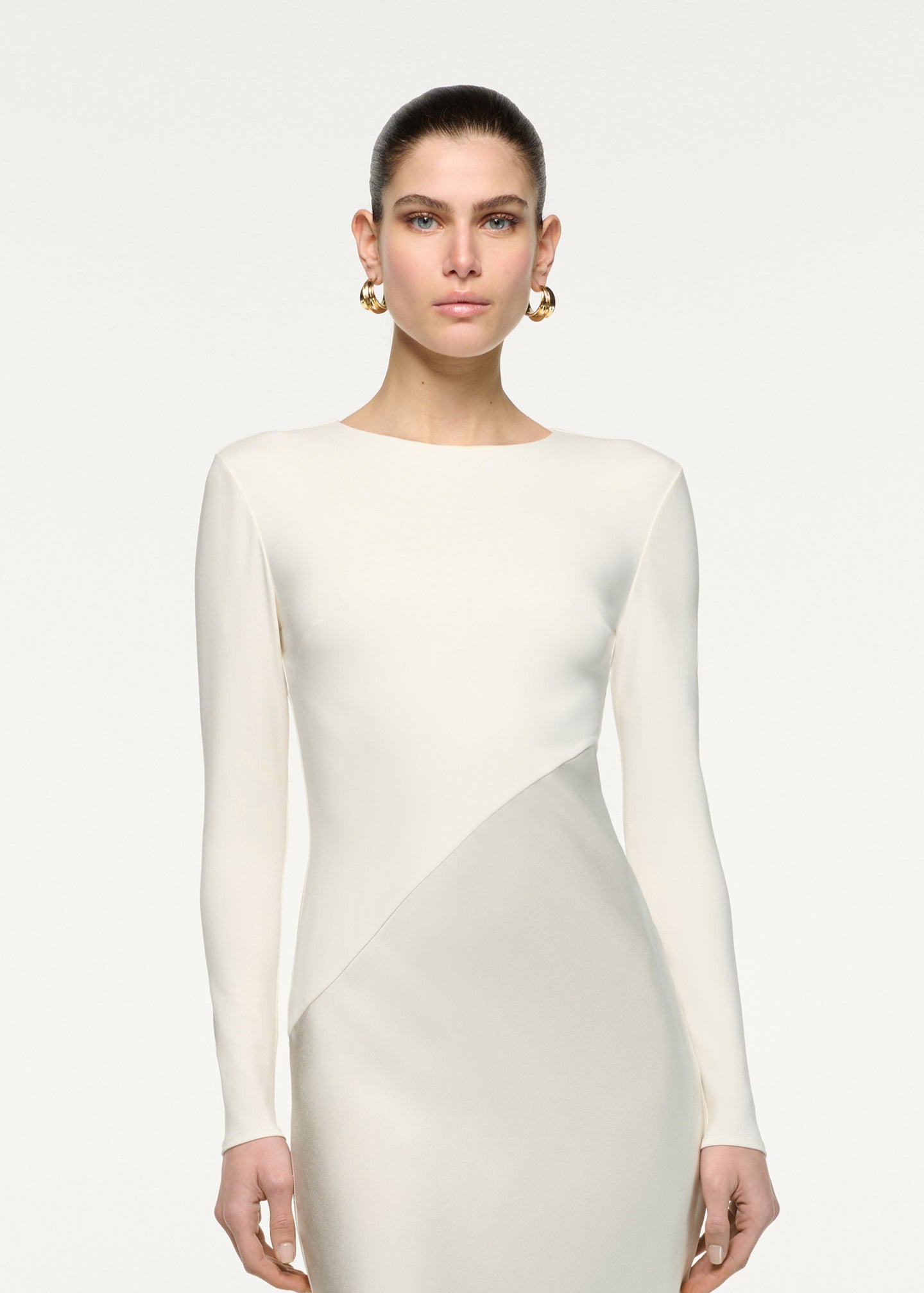 Asymmetric Contrast Fabric Gown