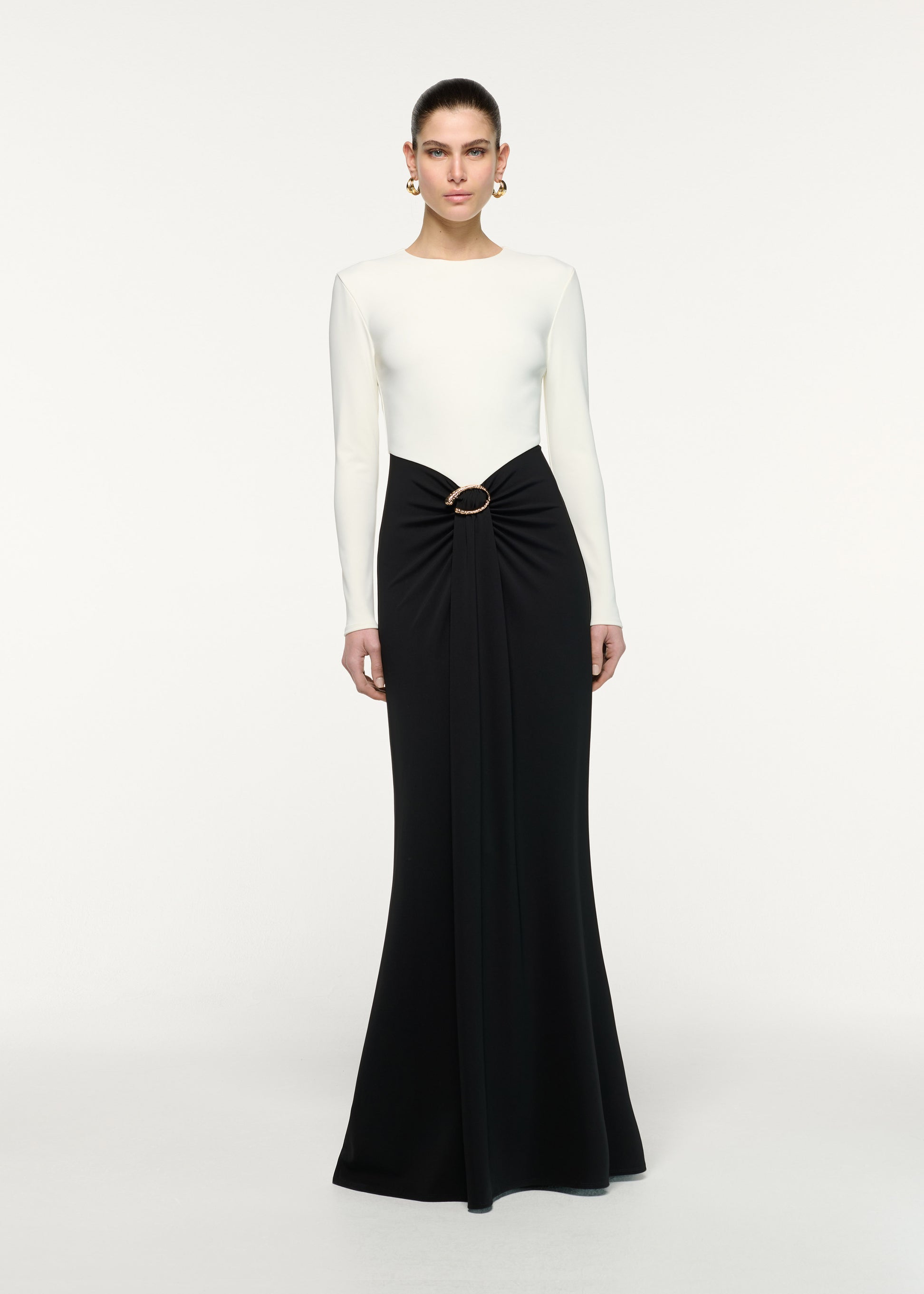 Waterfall Contrast Drape Gown