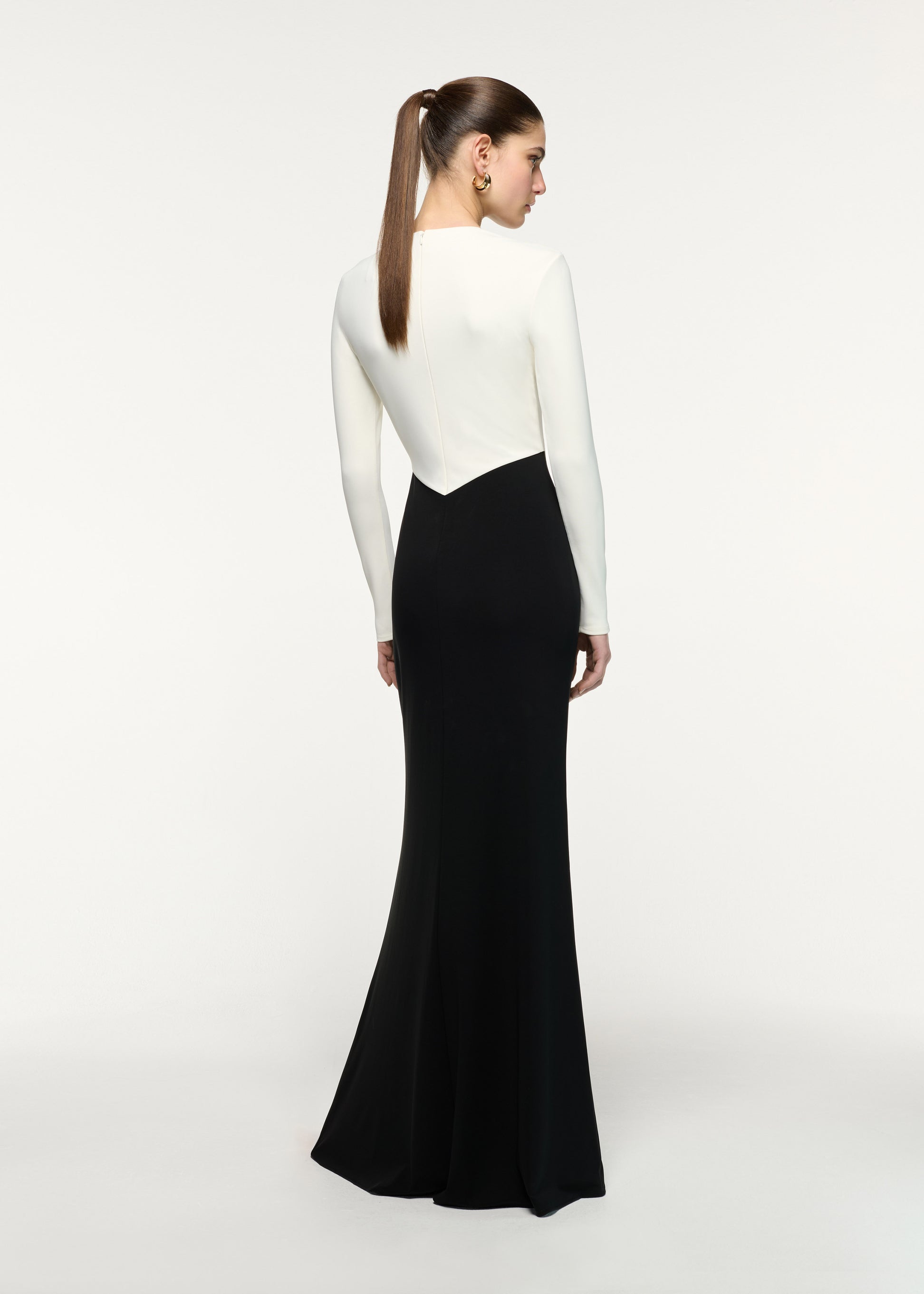 Waterfall Contrast Drape Gown
