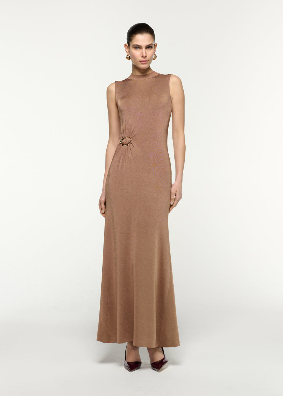 Scoop Neck Viscose Knit Dress Brown – Roland Mouret
