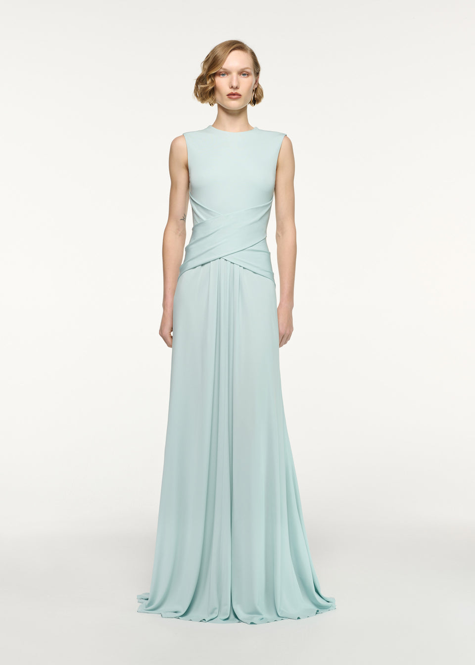 strapless open back dress One Shoulder Diamante Gown in Nude – Roland Mouret main image 1