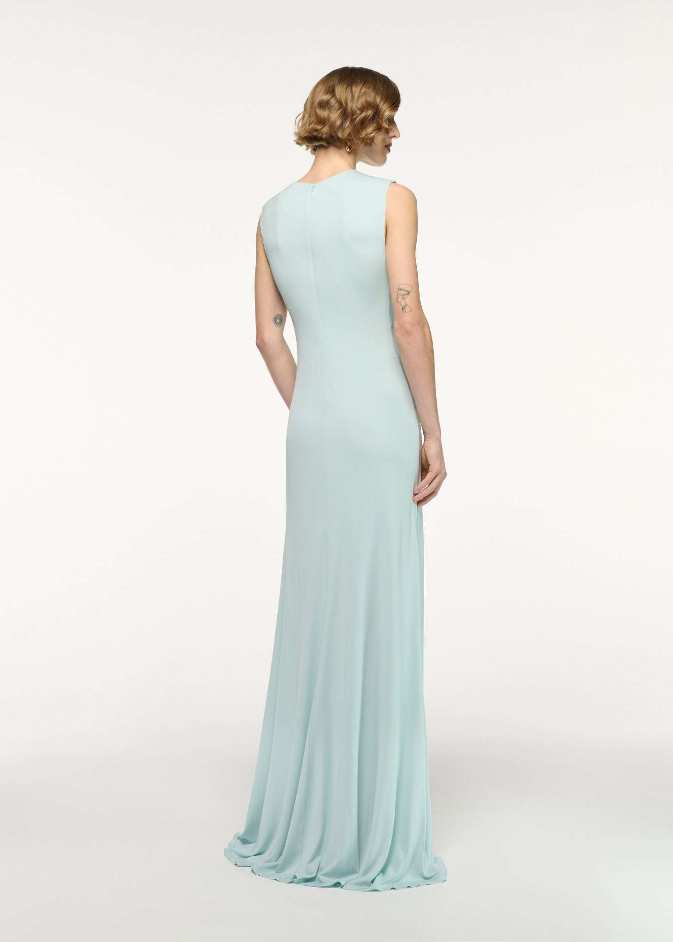 Waterfall Cross Drape Jersey Gown