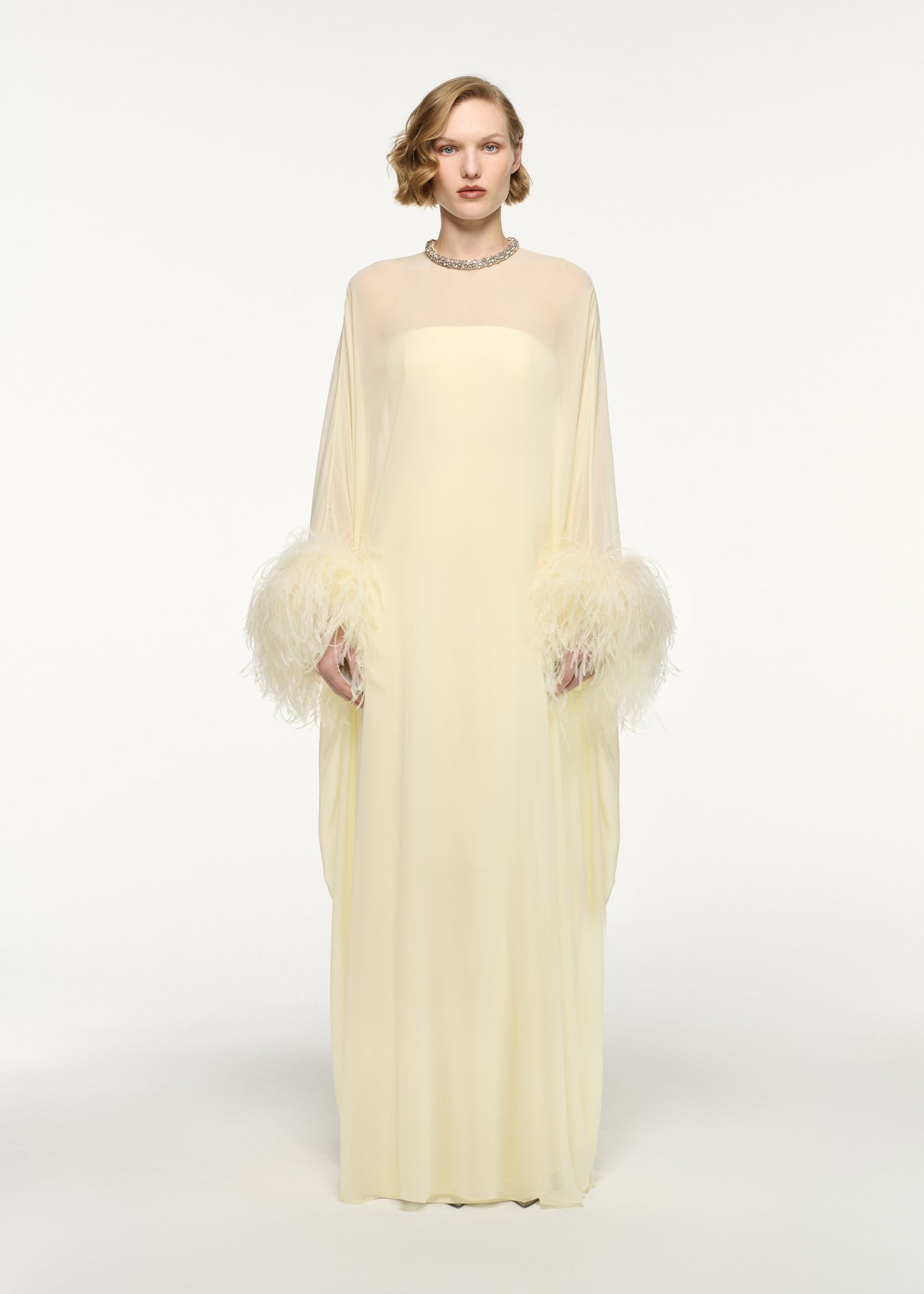 Chiffon Overlayed Cape Gown