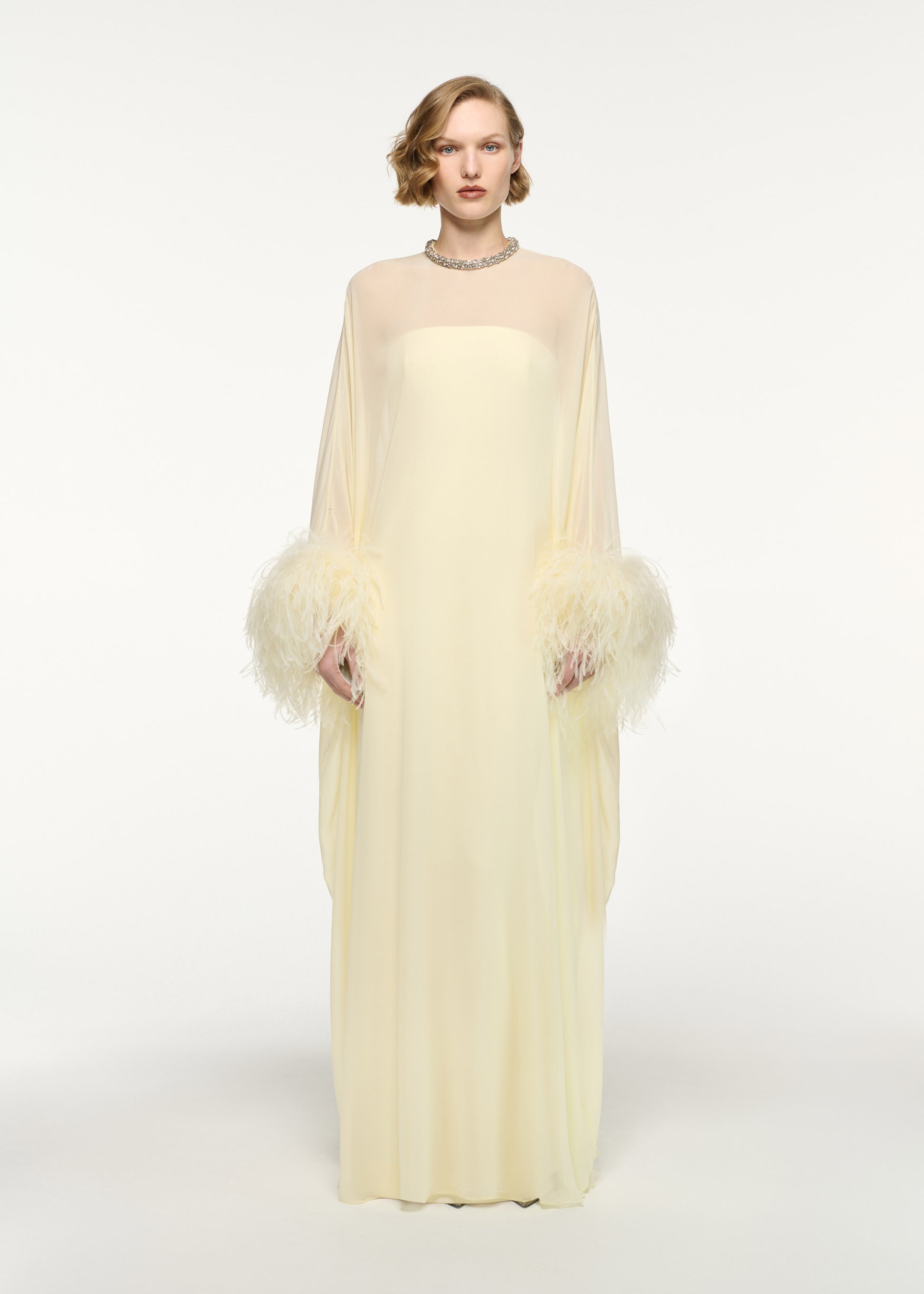 Chiffon Overlayed Cape Gown