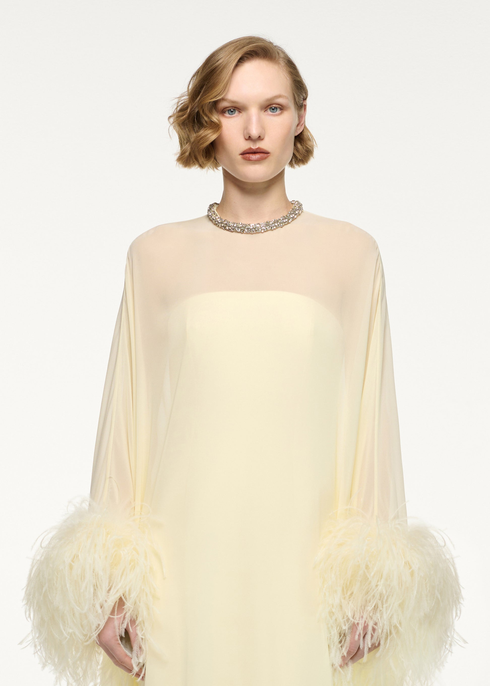 Chiffon Overlayed Cape Gown