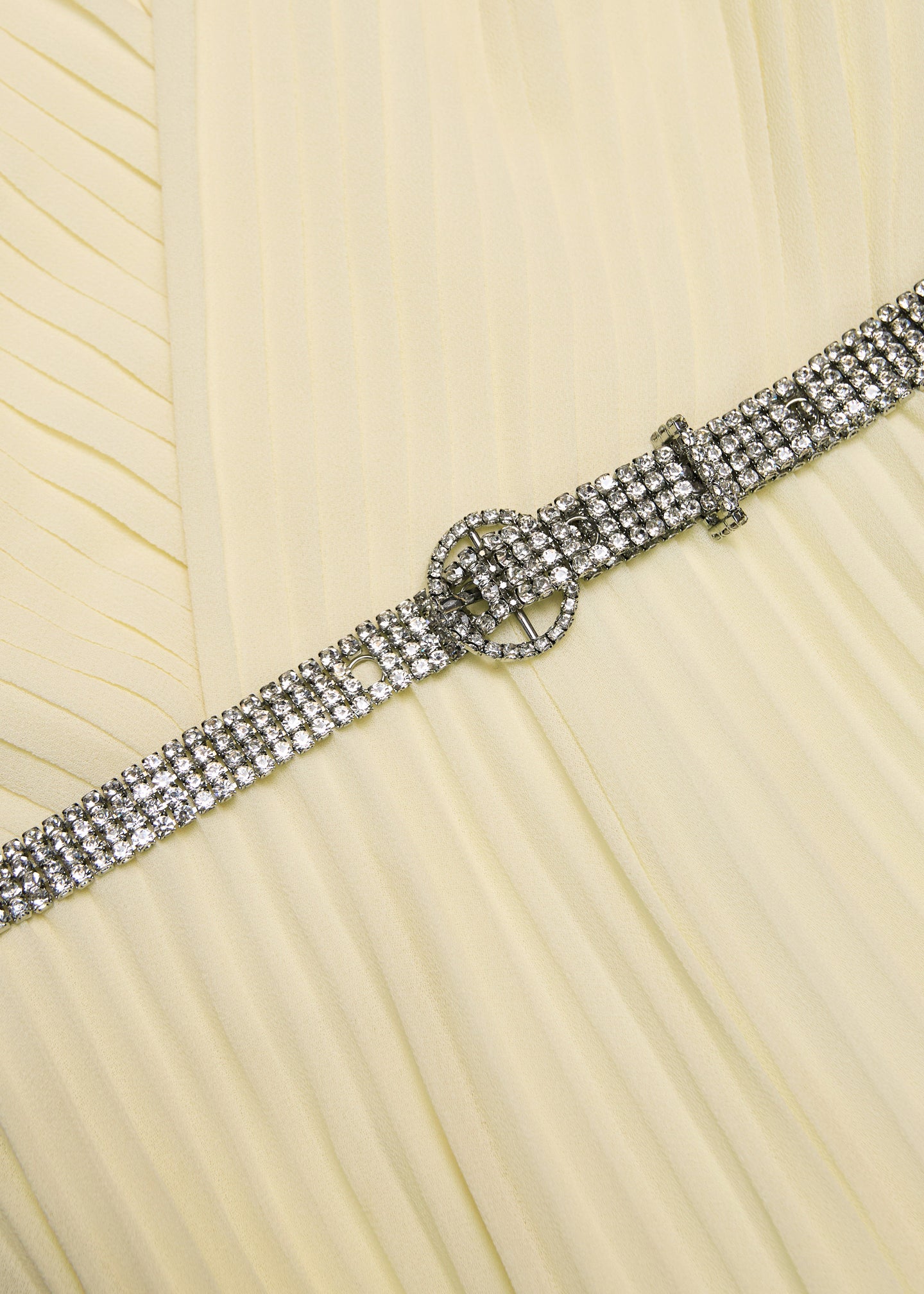 Crystal Belt Pleated Cape Gown