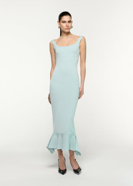 Fit And Flare Knit Midi Dress Aqua Roland Mouret Fit And Flare Knit Midi Dress Aqua Roland Mouret
