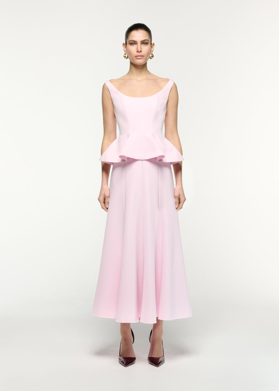 Wool Origami Peplum Drape Dress Red – Roland Mouret