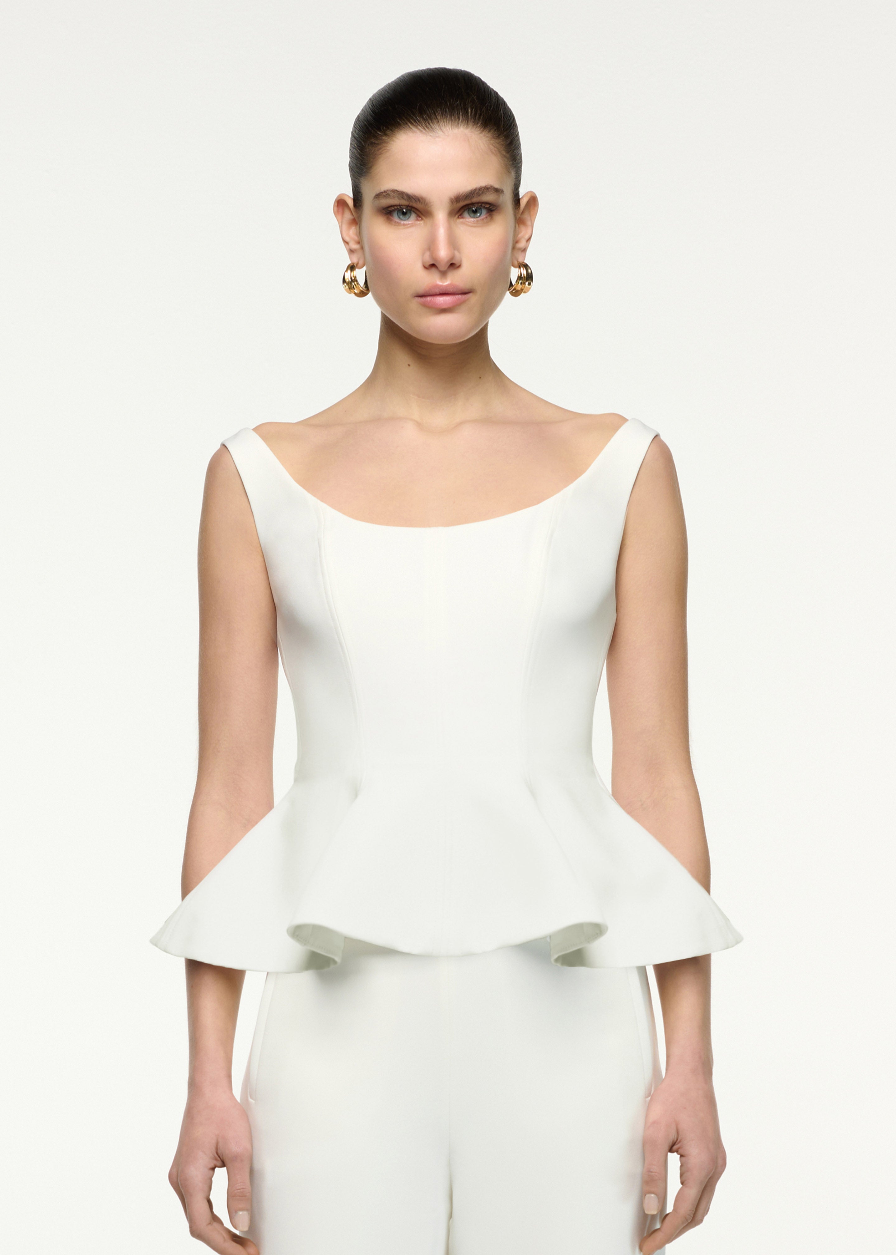 Crepe Peplum Top Cream – Roland Mouret