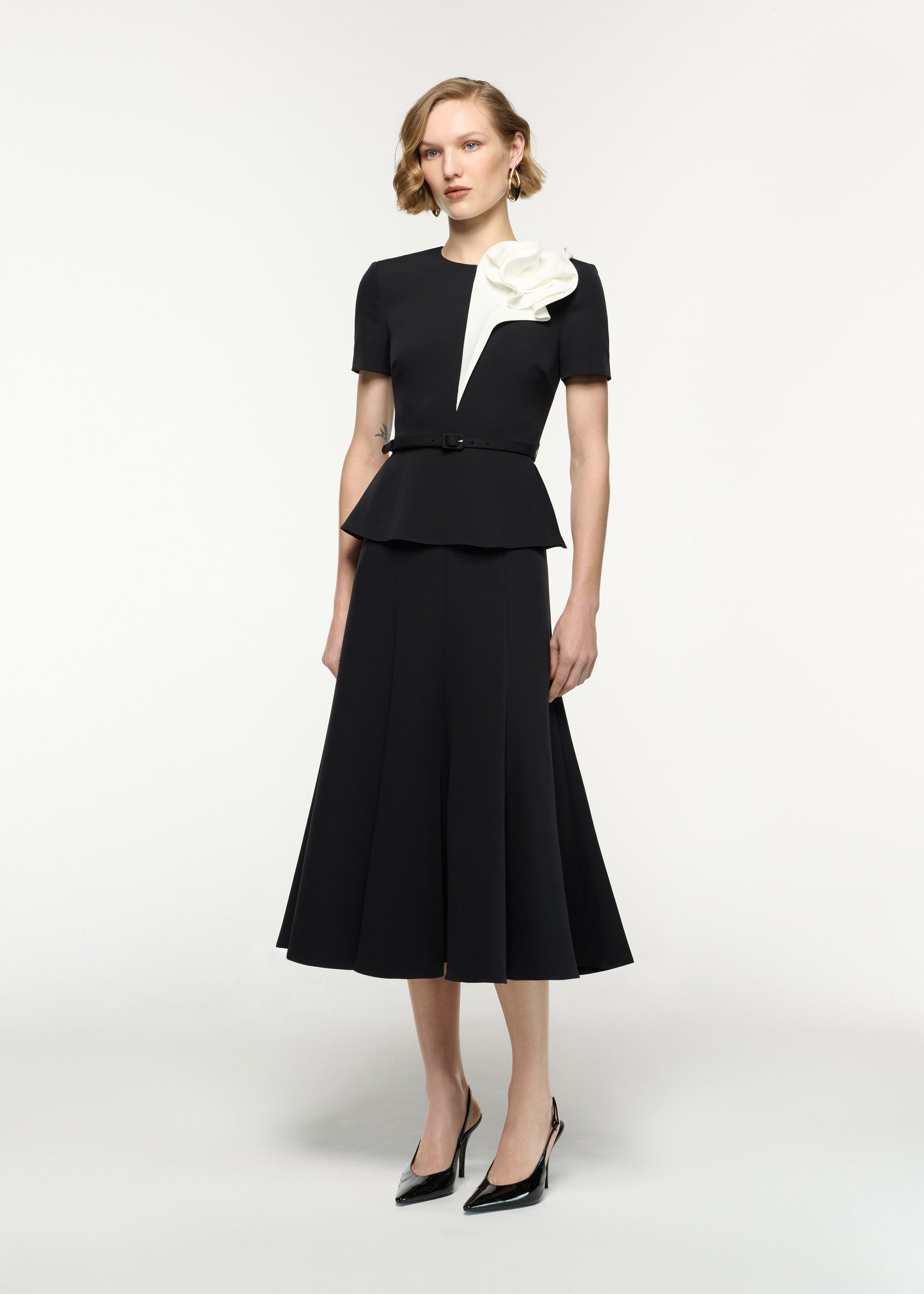 Flower Belted Midi Dress