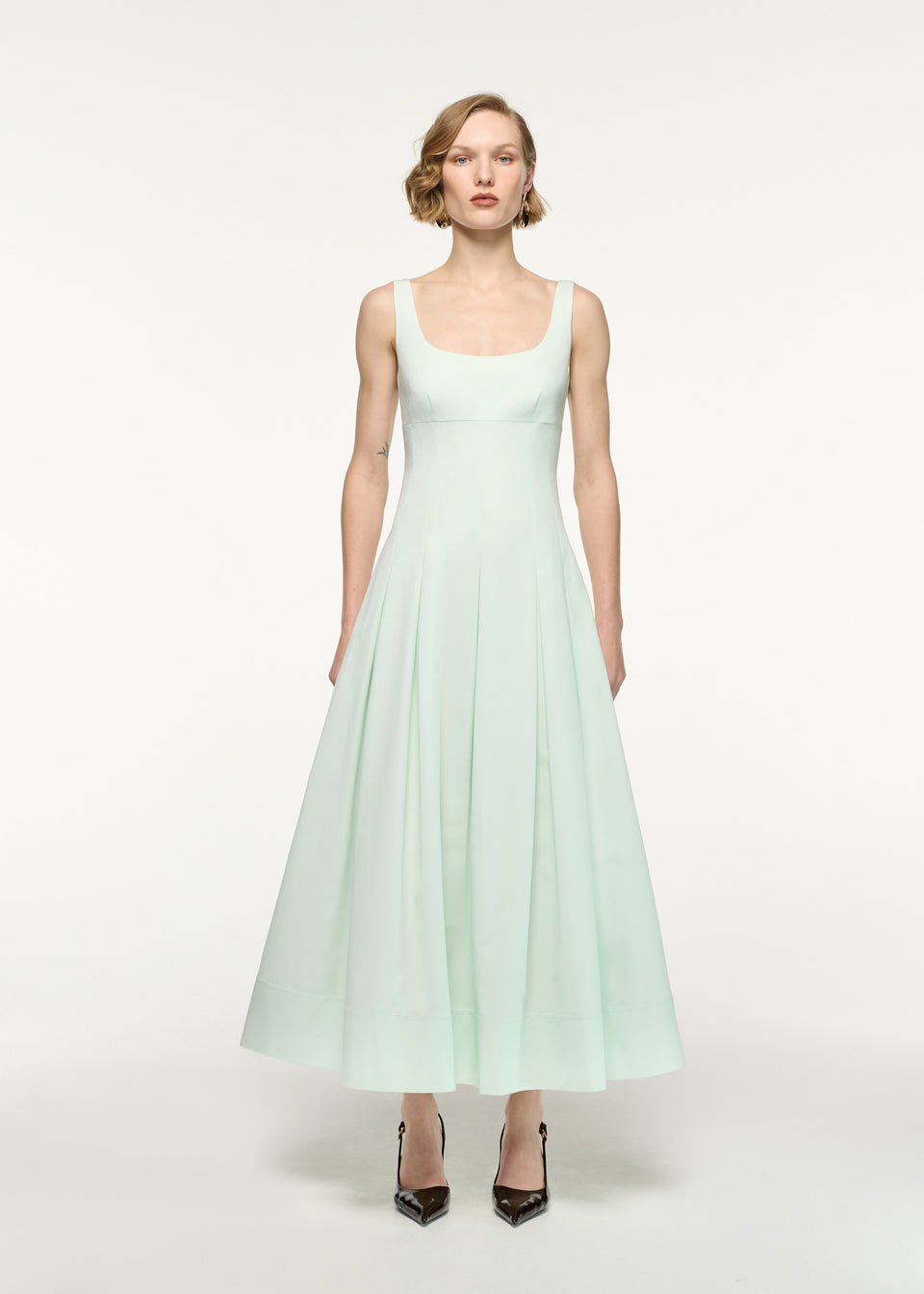 Asymmetrical Fold Wool Silk Gown Green  Roland Mouret