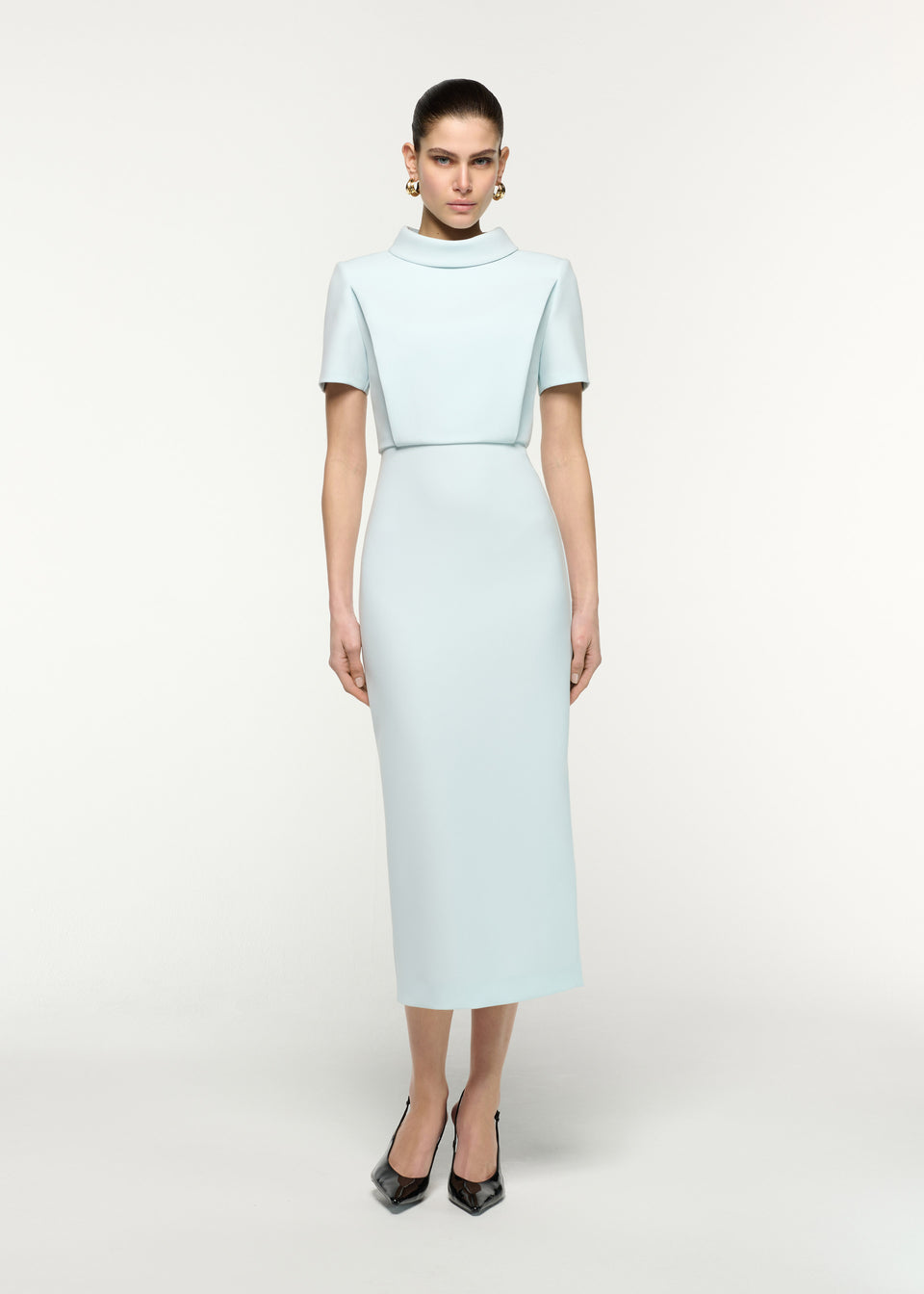 Silk Jacquard Midi Dress in Lilac – Roland Mouret