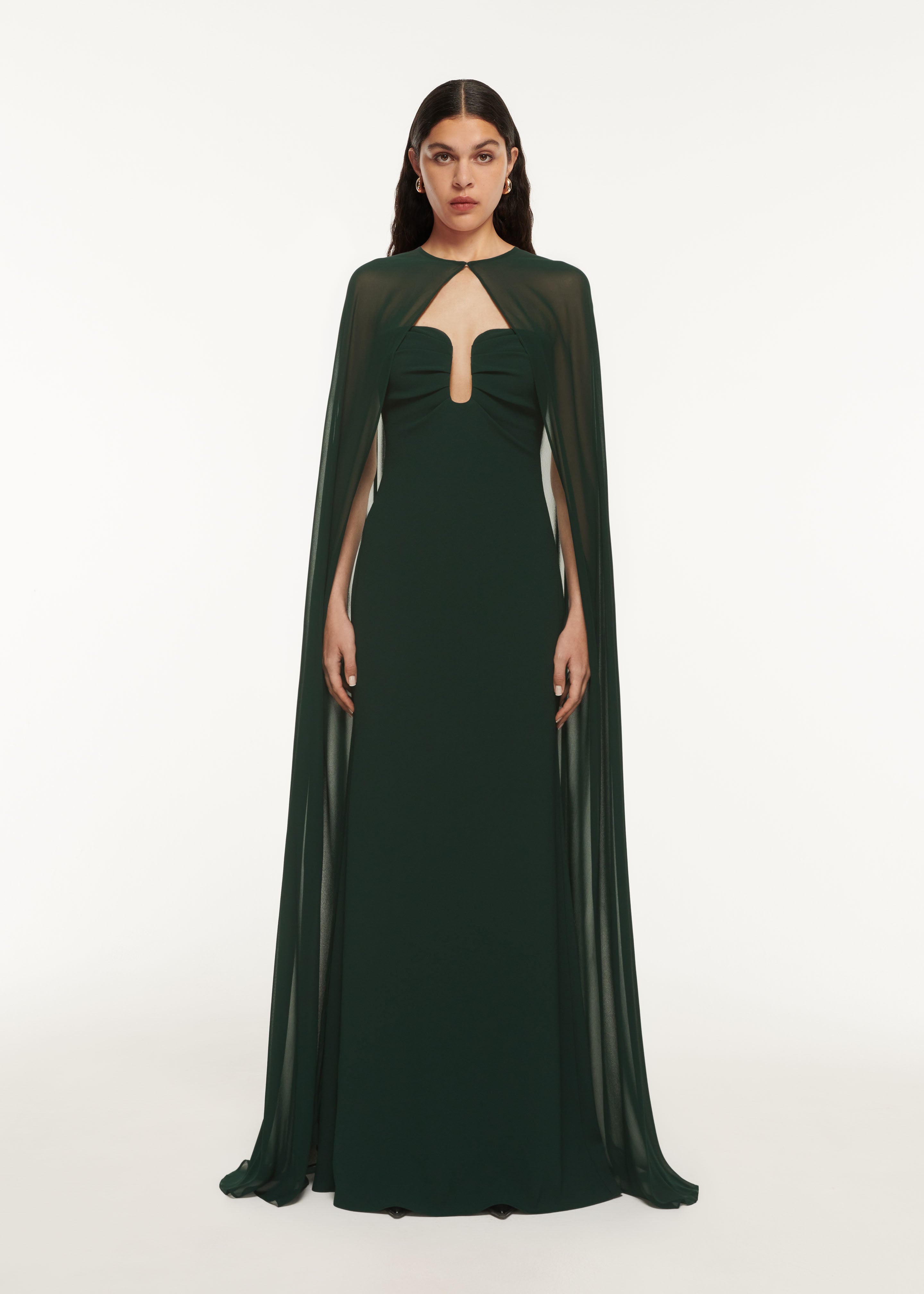 Gatti Nolli by Marwan Long Sleeve Fitted Cape Gown - District 5 Boutique
