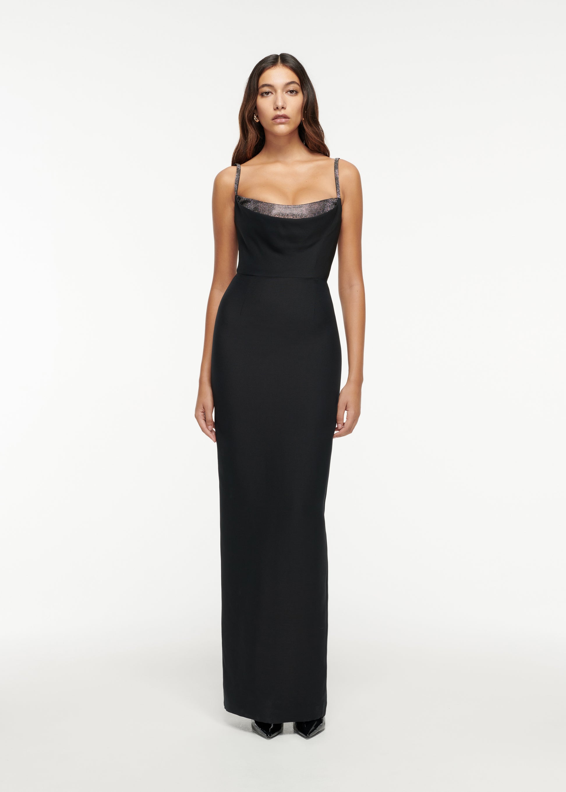 Embellished Wool Silk Gown