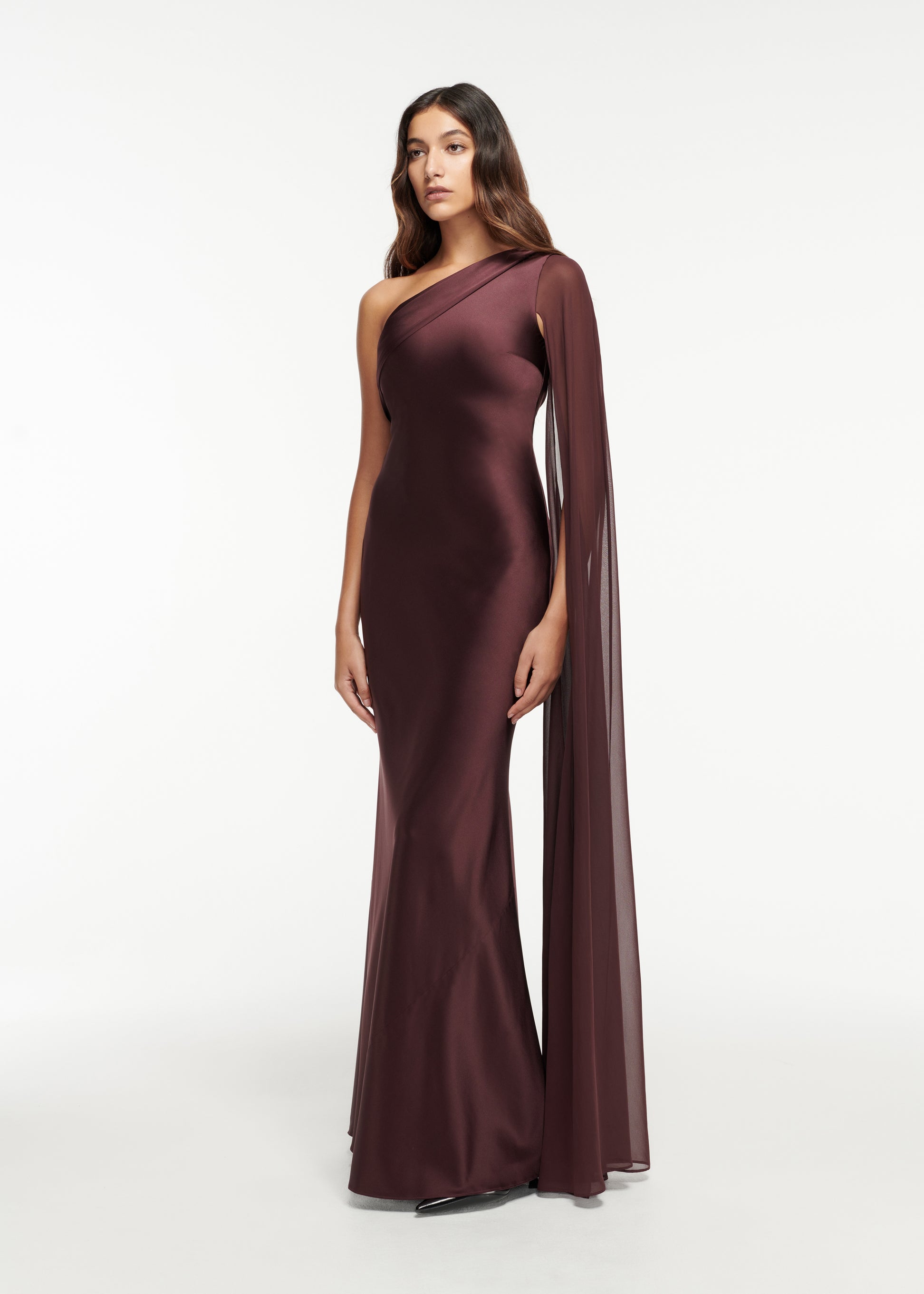 Asymmetric Silk Satin Gown